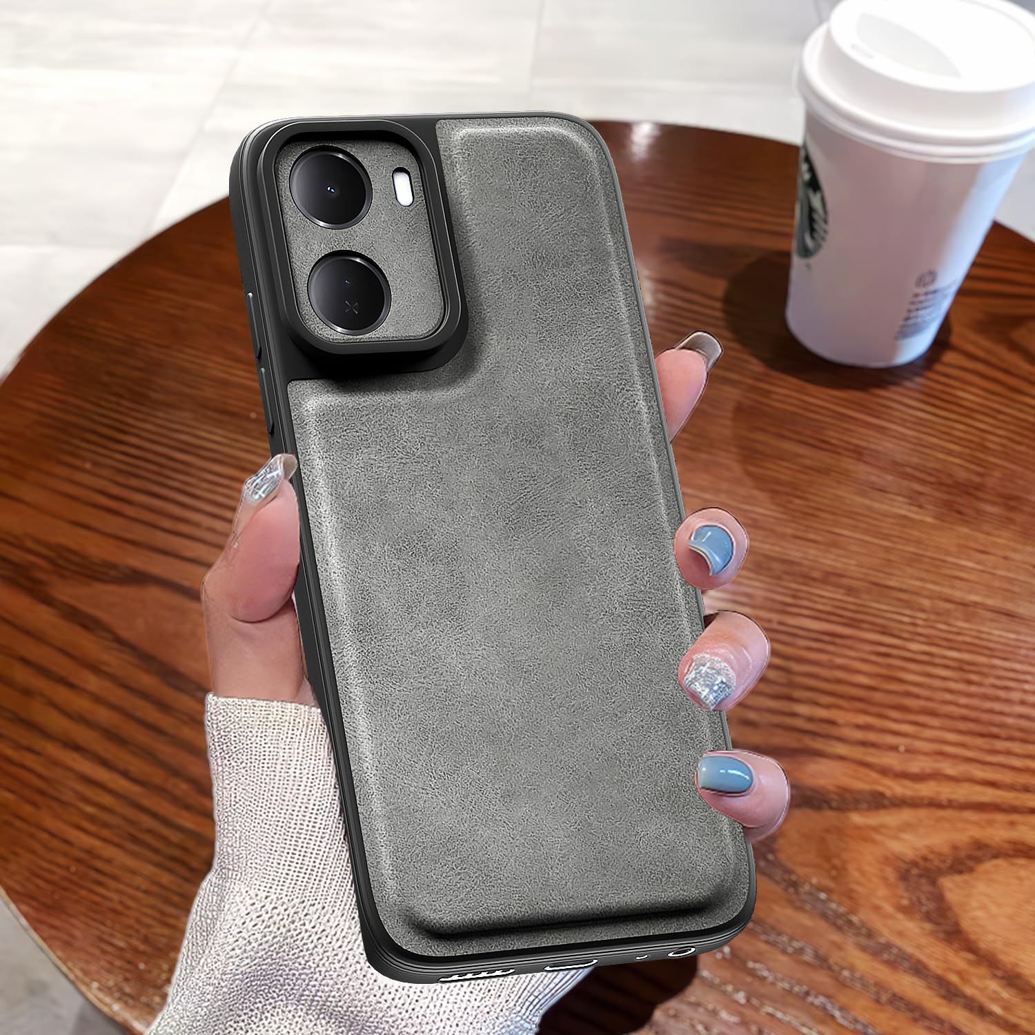 Redmi 15A 5G Leather mobile cover in grey by Pikkme – photo 7