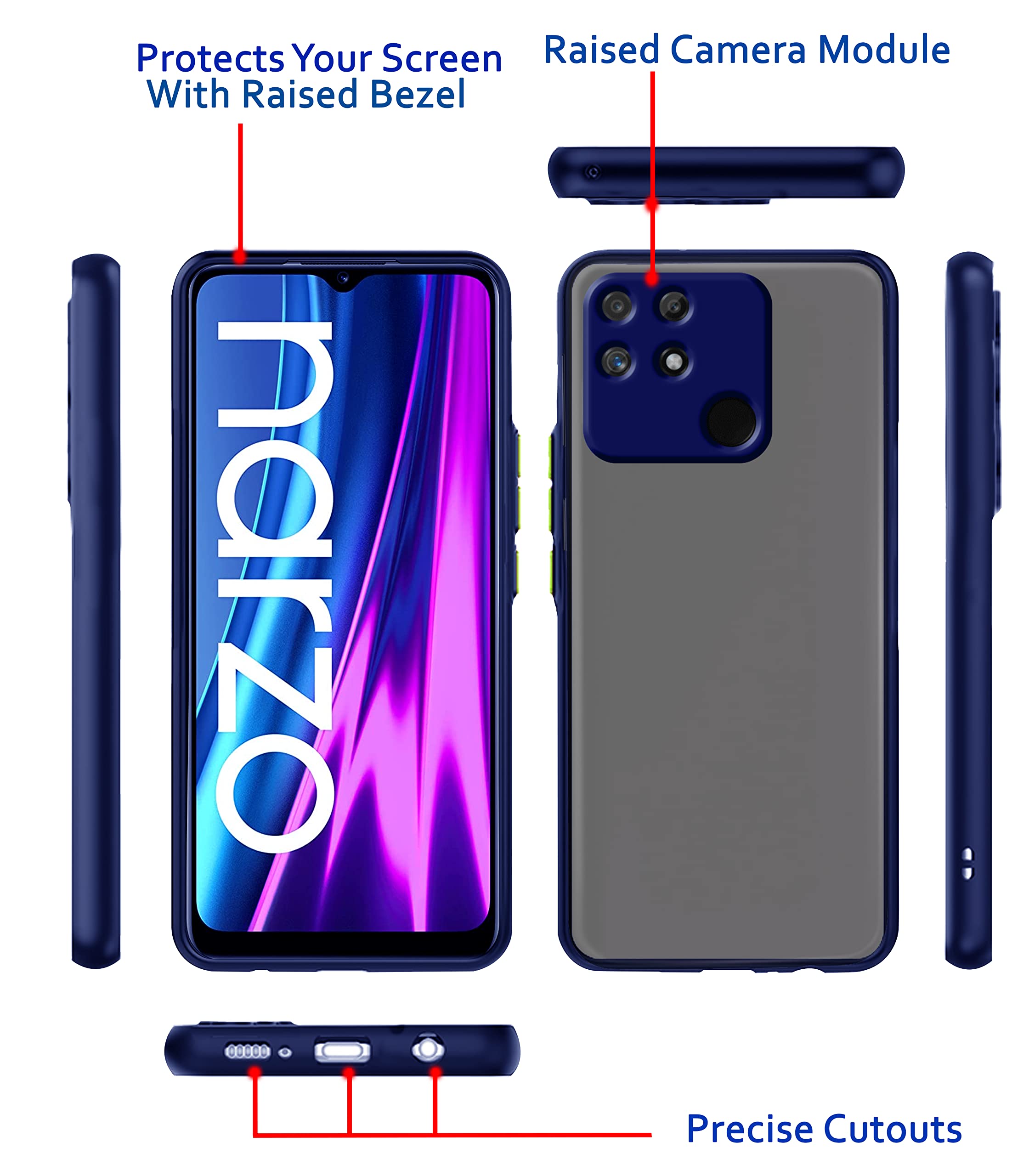 Blue Hybrid phone cover for Realme Narzo 50A – Pikkme – photo 3