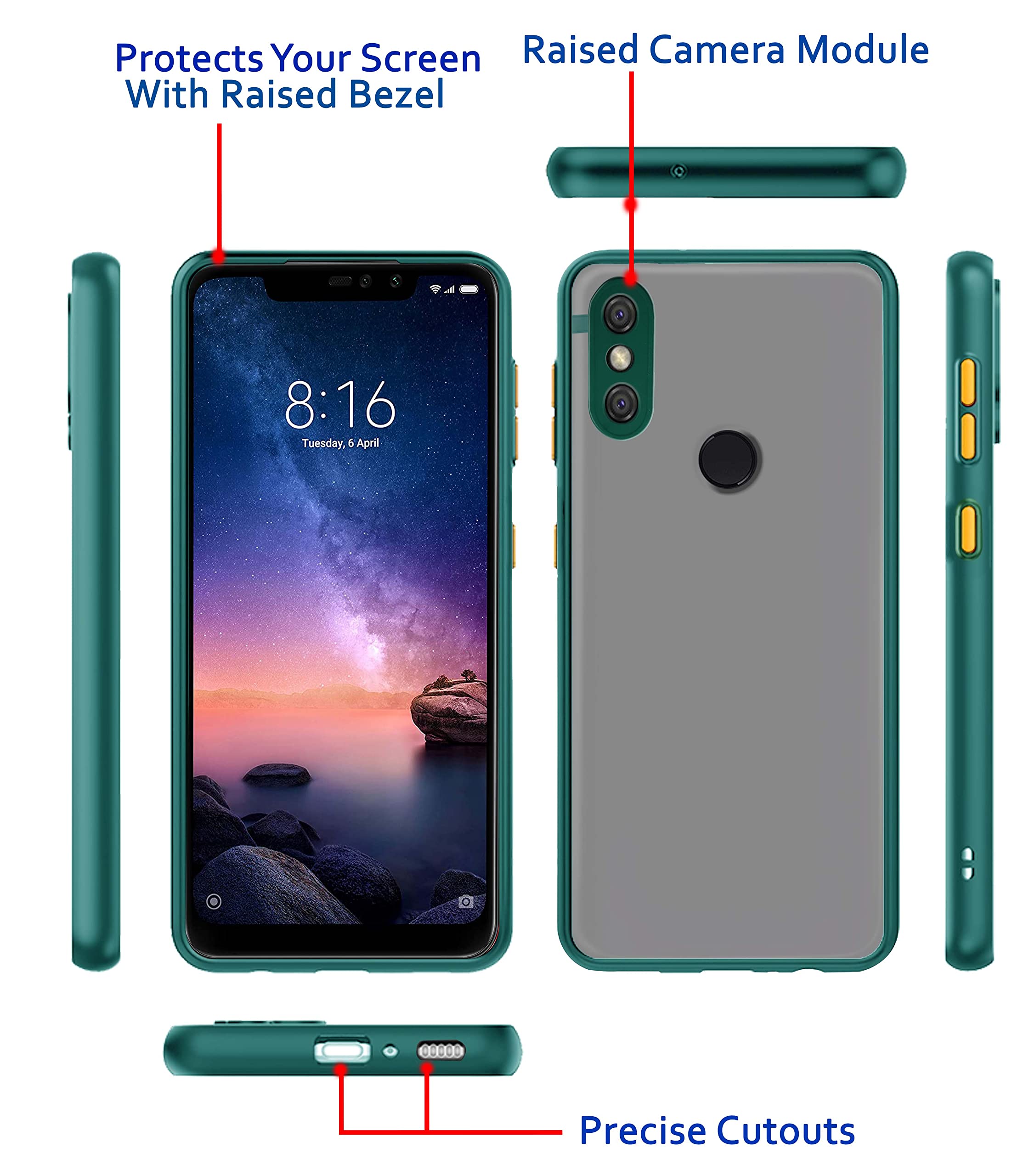 Redmi Note 6 Pro Matte phone cover in green by Pikkme – photo 3