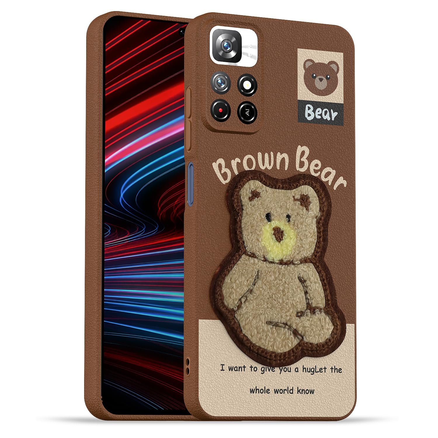 Pikkme Redmi Note 11T/Poco M4 Pro 5G Plush Patch brown mobile cover