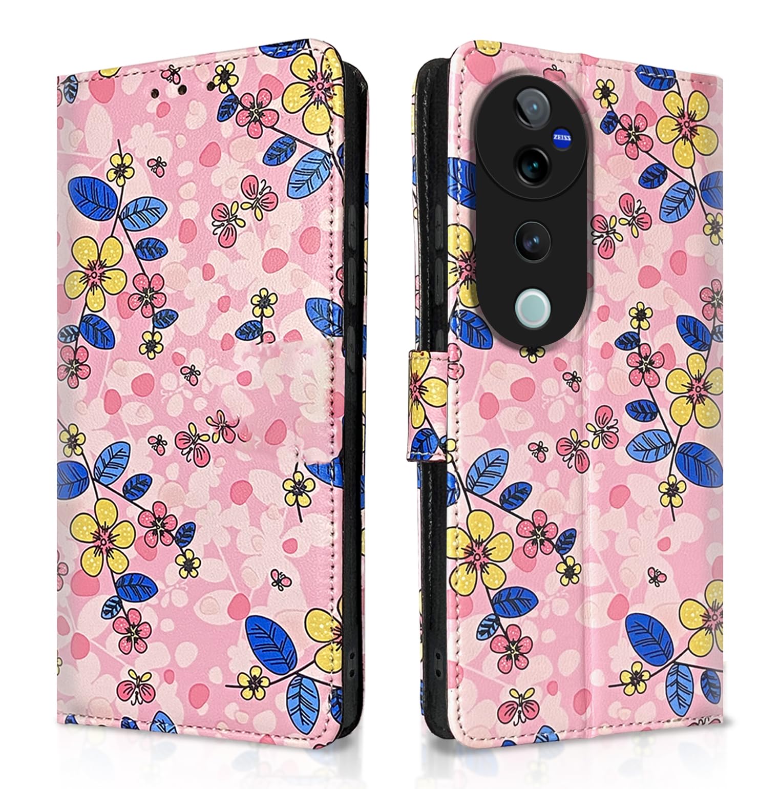 Vivo V40/V40 Pro/T3 Ultra 5G Wallet wallet flip cover in pink flower by Pikkme