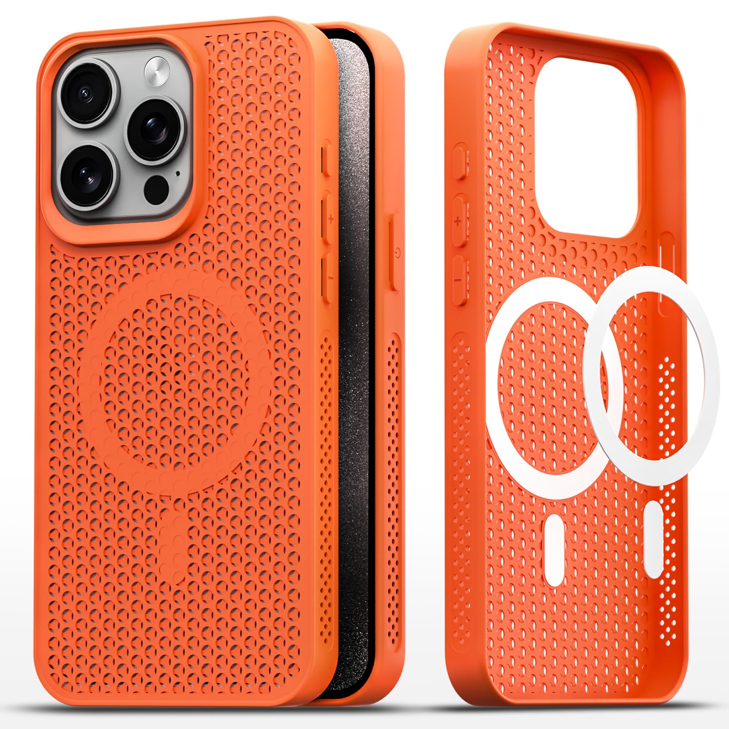 Pikkme orange MagSafe mobile cover for iPhone 15 Pro Max
