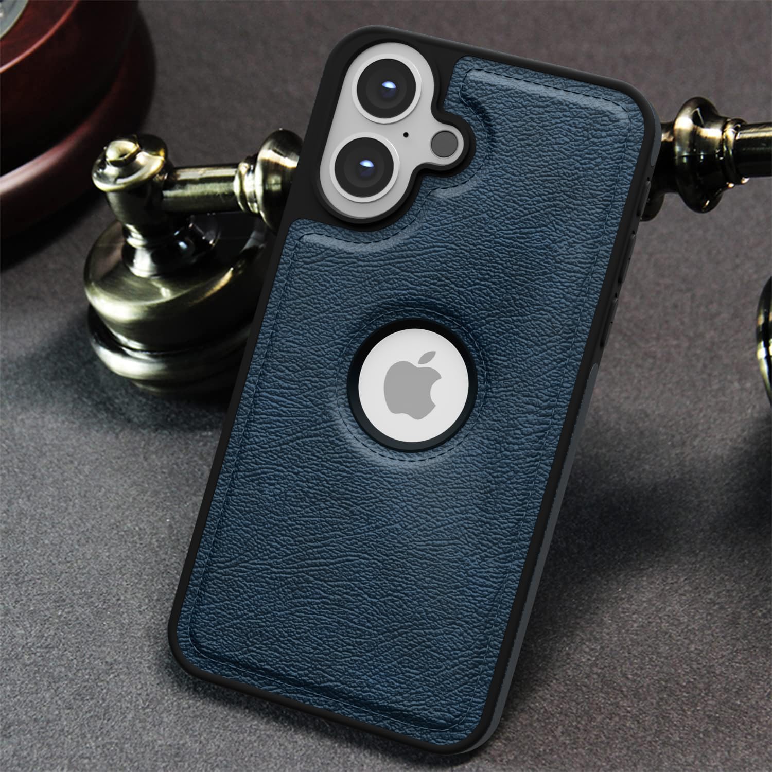 Pikkme iPhone 16 Plus Leather Back Case | Blue