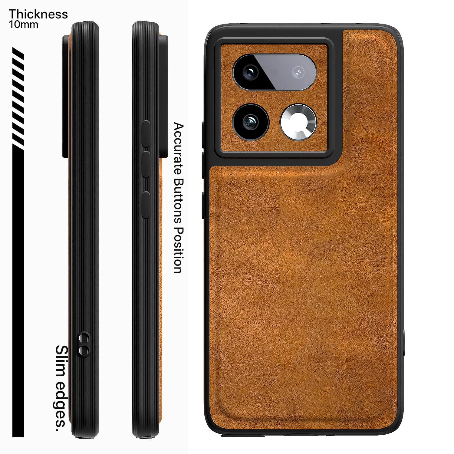 Brown Leather mobile back cover for Realme 16 Pro Plus 5G – Pikkme – photo 3