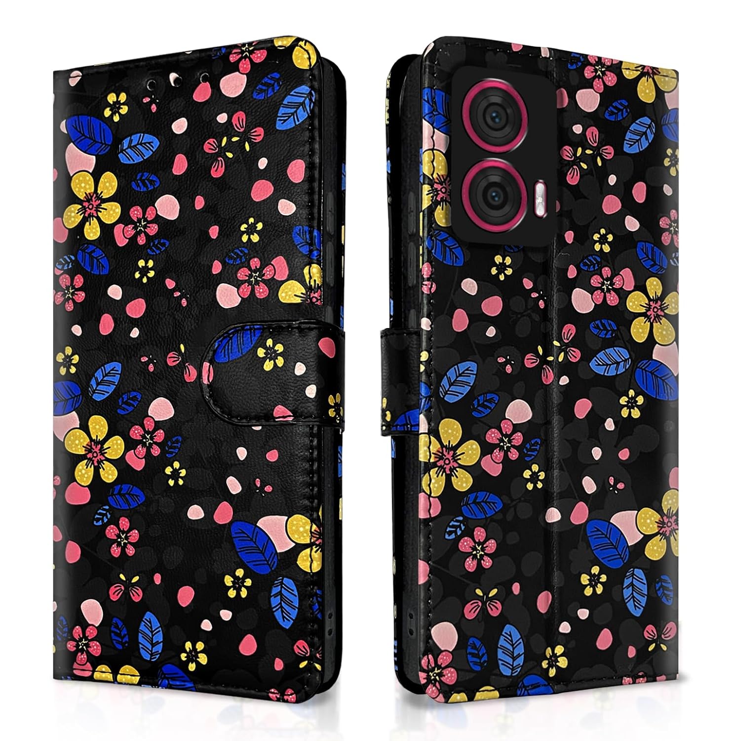 Moto Edge 50 Fusion 5G Flower Flip Cover -Black
