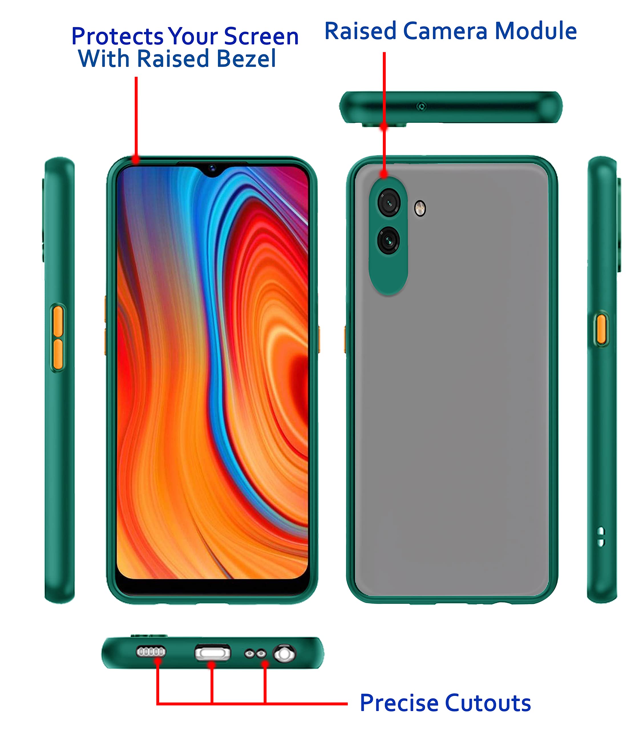 Pikkme Realme c3 Hybrid green back cover – photo 3