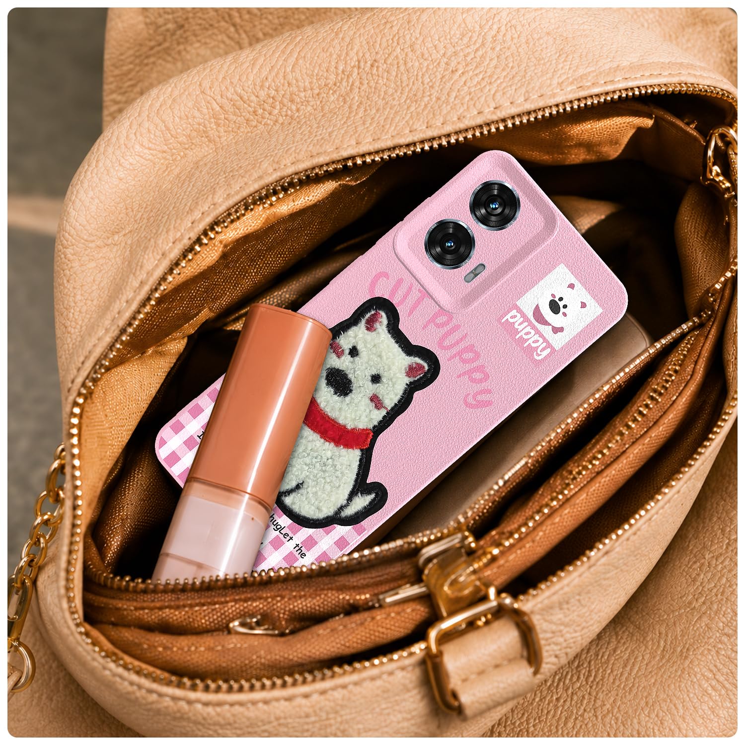 Moto Edge 50 Fusion/G96 5G Plush Patch back cover in pink by Pikkme – photo 5