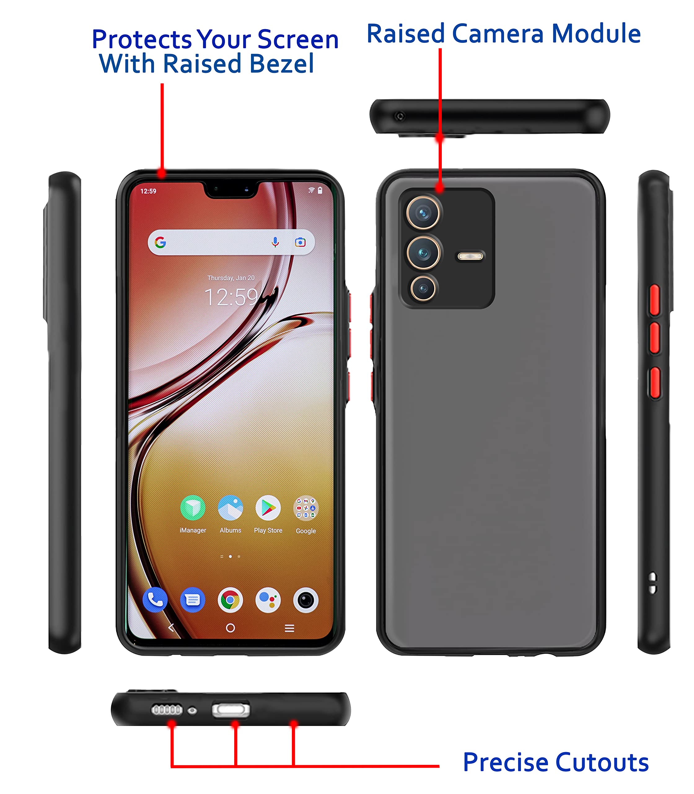 Black Hybrid back cover for Vivo V23 Pro 5G – Pikkme – photo 3