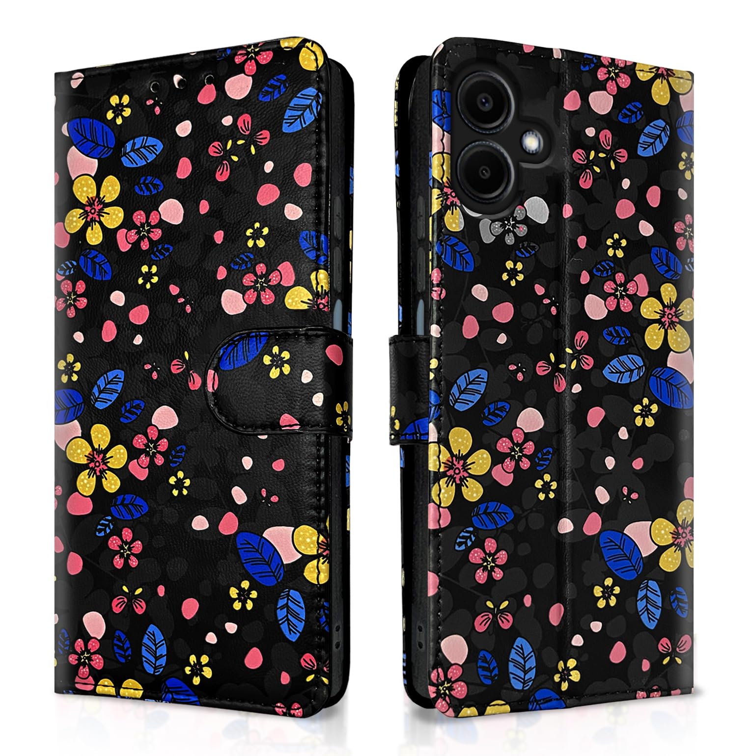 Pikkme Samsung A06 black flower flip cover