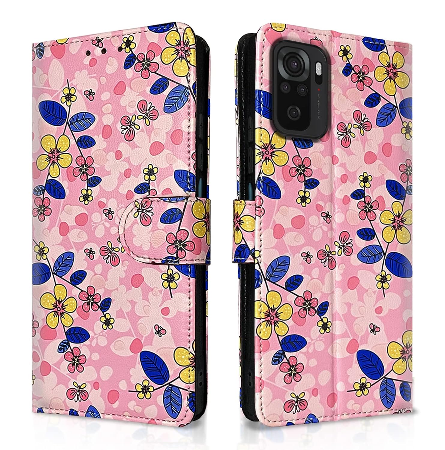 Redmi Note 10 / 10s / 11 SE Flower Flip Cover -Pink)