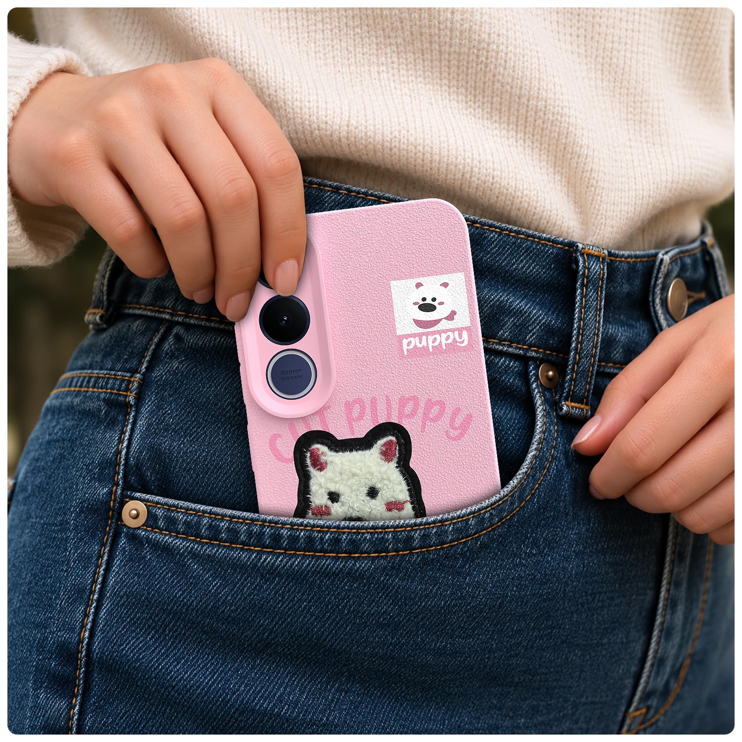 Pikkme pink Plush Patch mobile cover for Vivo V70 FE 5G – photo 4