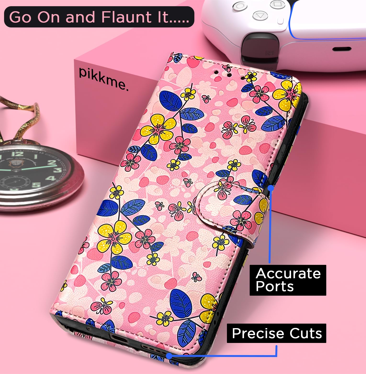 Pikkme Infinix Note 40 5G Wallet pink flower mobile flip cover – photo 4