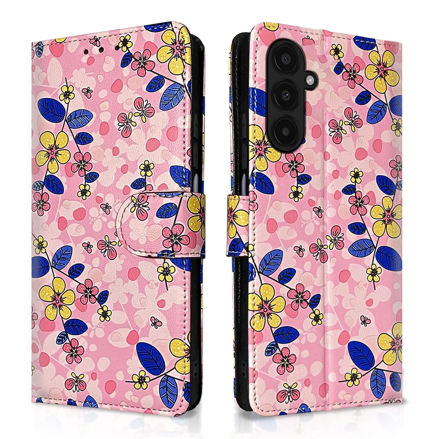Samsung Galaxy A15 5G Flower Flip Cover -Pink)