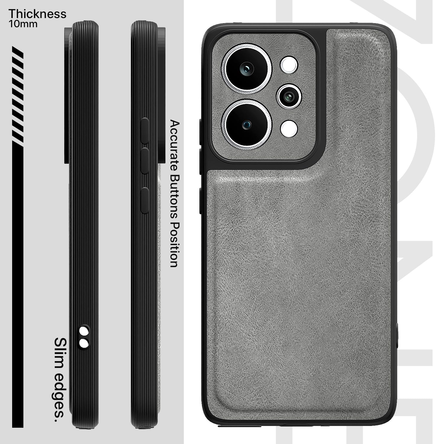 Grey Leather phone cover for Realme P4 Power 5G – Pikkme – photo 3