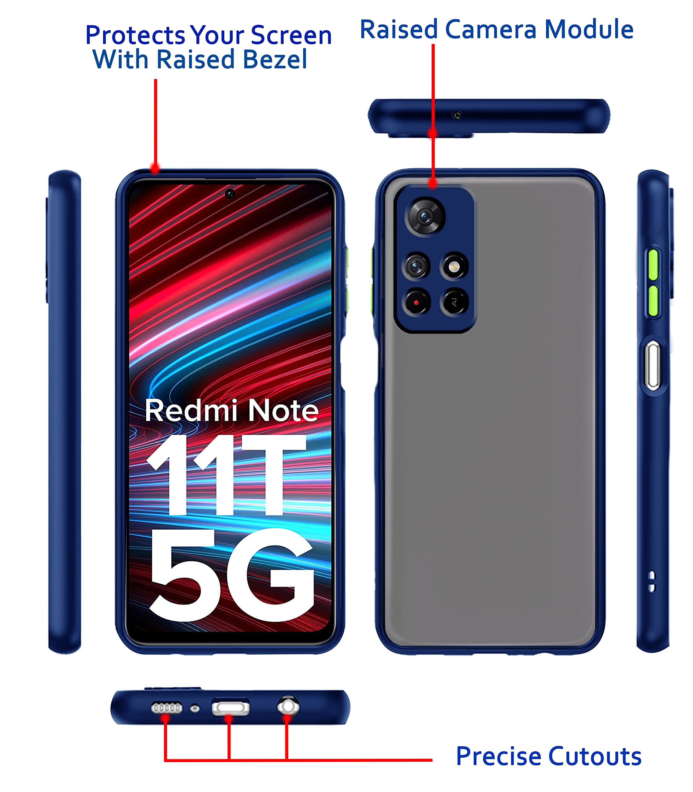 Pikkme Redmi Note 11T/Poco M4 Pro 5G Hybrid blue mobile cover – photo 3