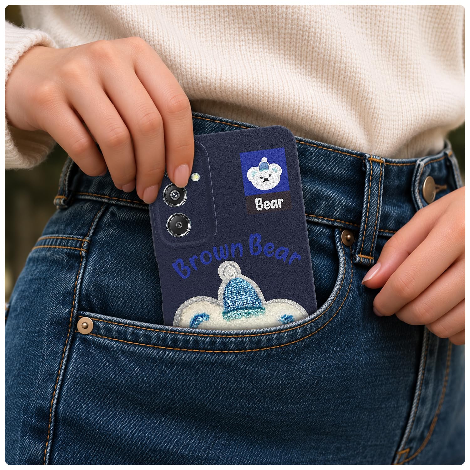 Samsung M34 5G Plush Patch back cover in blue by Pikkme – photo 4