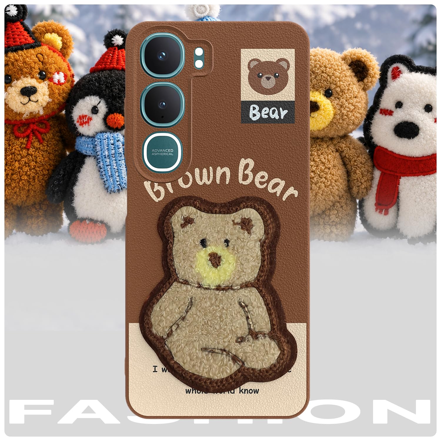 Pikkme Vivo Y31 5G Plush Patch brown phone cover – photo 7