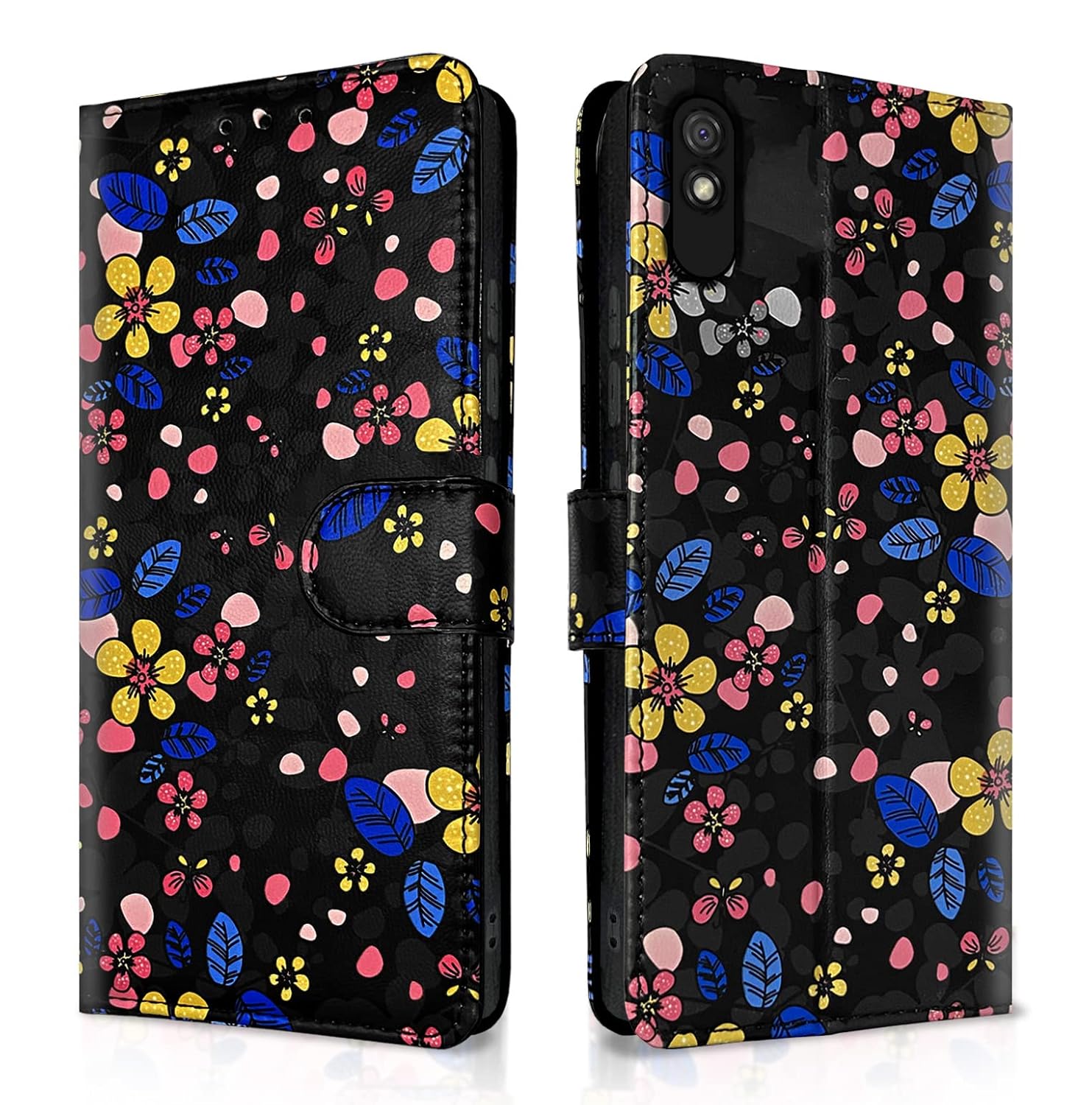 Redmi 9A / 9A Sport / 9i / 9i Sport Flower Flip Cover -Black