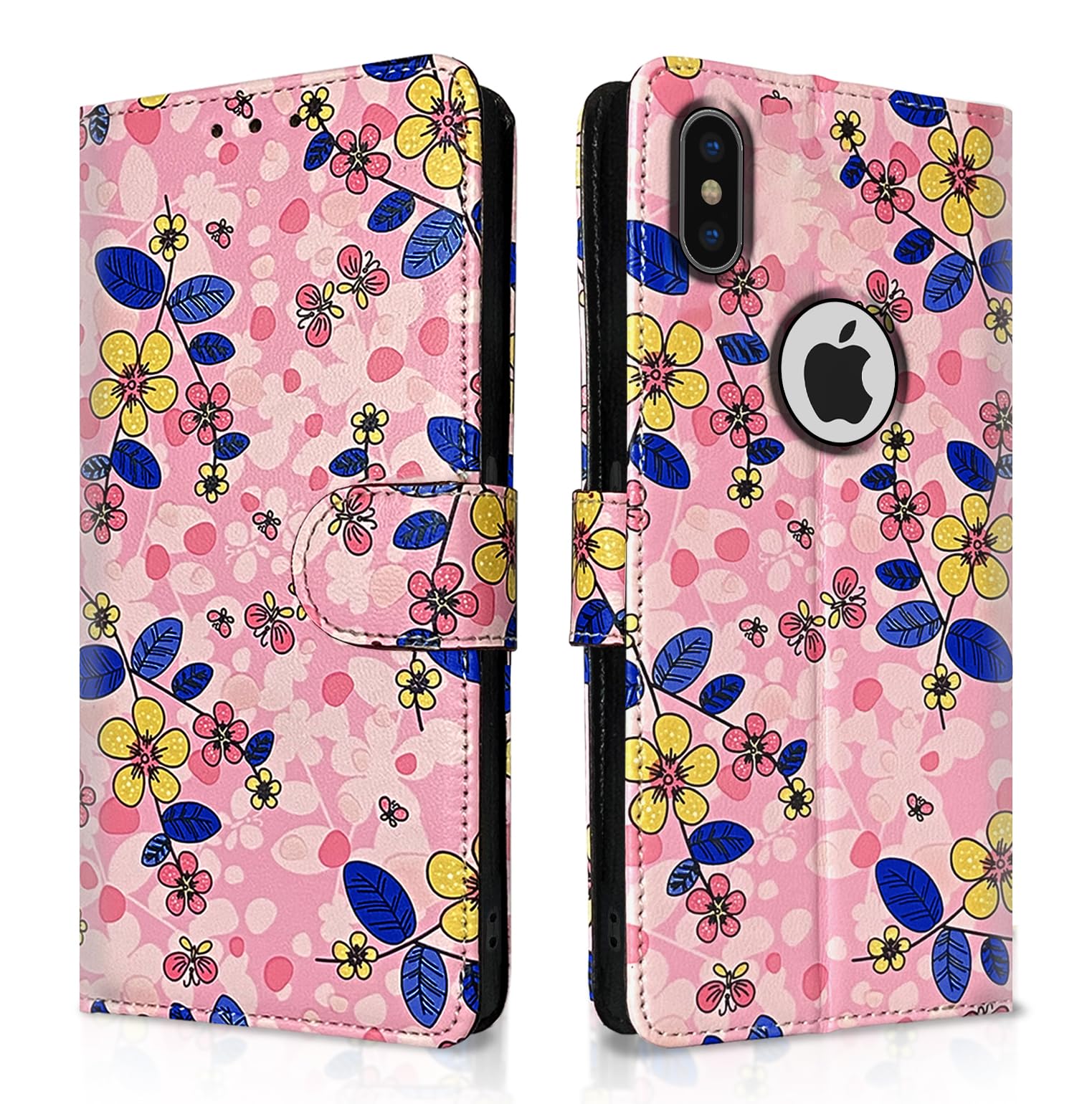 iPhone X/XS flip cover in pink flower by Pikkme