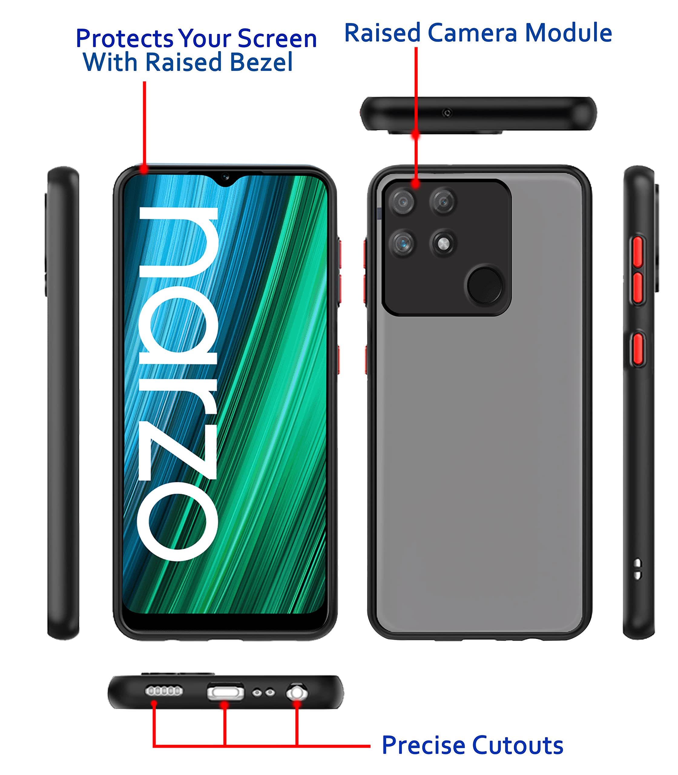Realme Narzo 50A mobile cover in thermoplastic polyurethane, black by Pikkme – photo 3