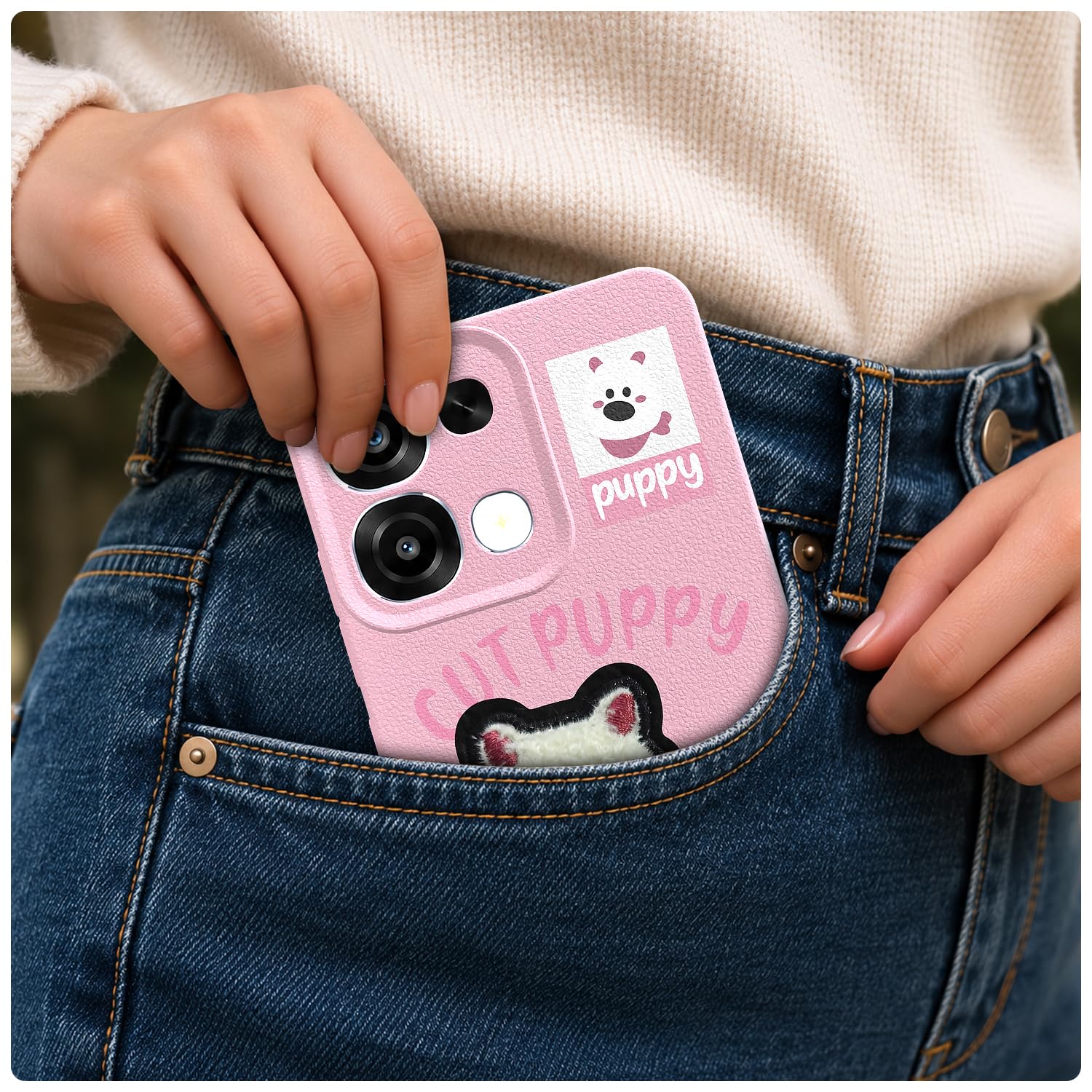 Pikkme Oppo F31/F33 5G Plush Patch pink back cover – photo 4
