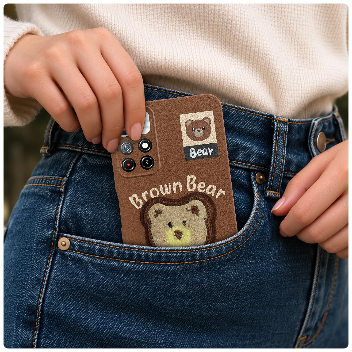 Brown Plush Patch mobile back cover for Redmi Note 11T/Poco M4 Pro 5G – Pikkme – photo 4