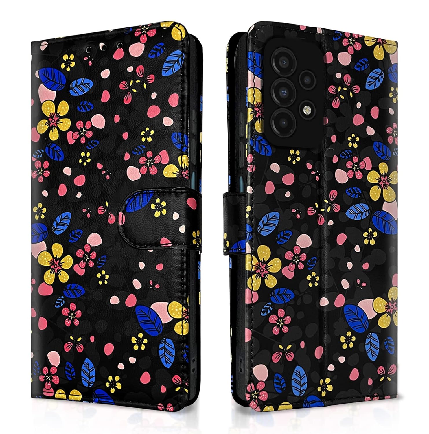 Samsung Galaxy A23 4G / A23 5G Flower Flip Cover -Black