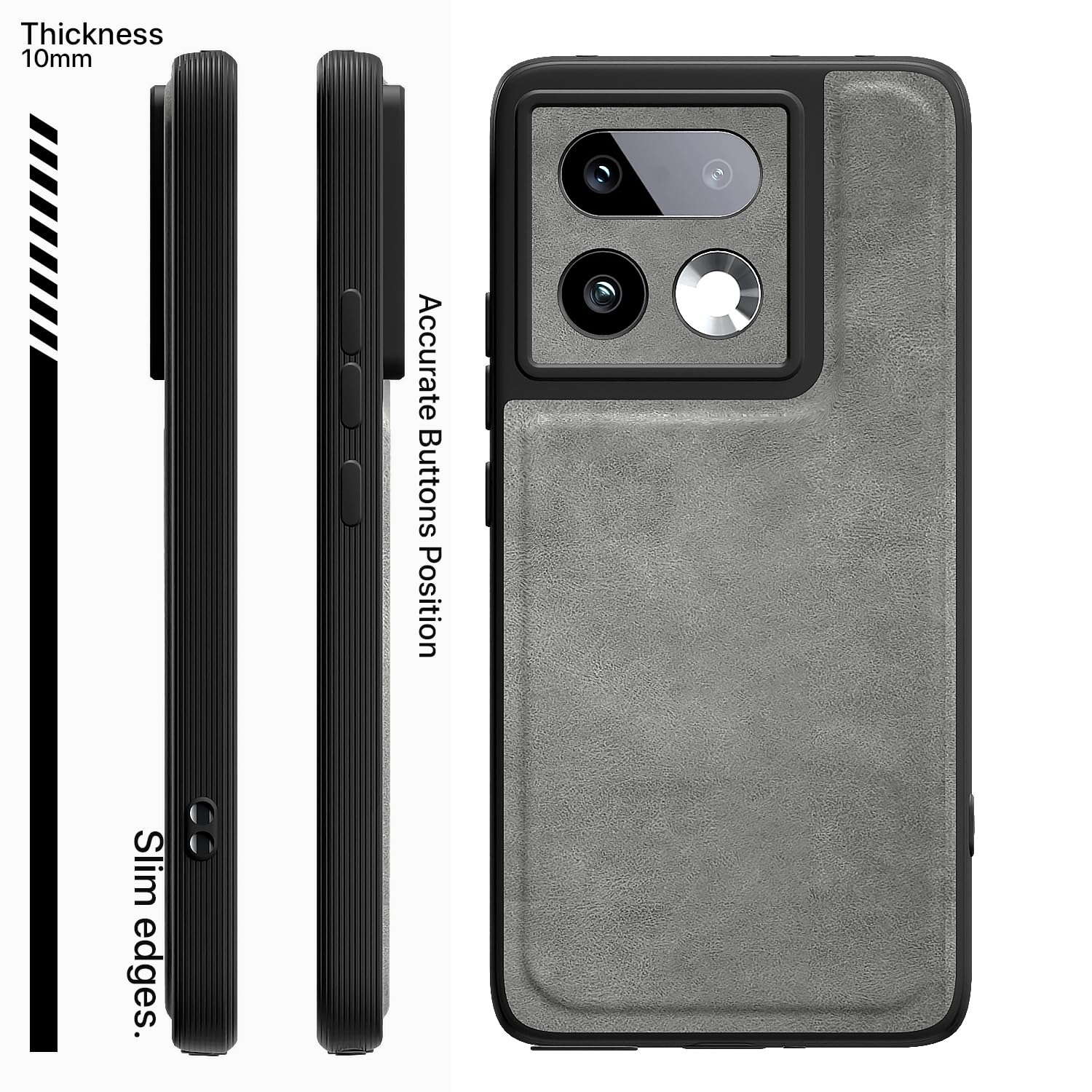 Realme 16 Pro Plus 5G Leather phone cover in grey by Pikkme – photo 3