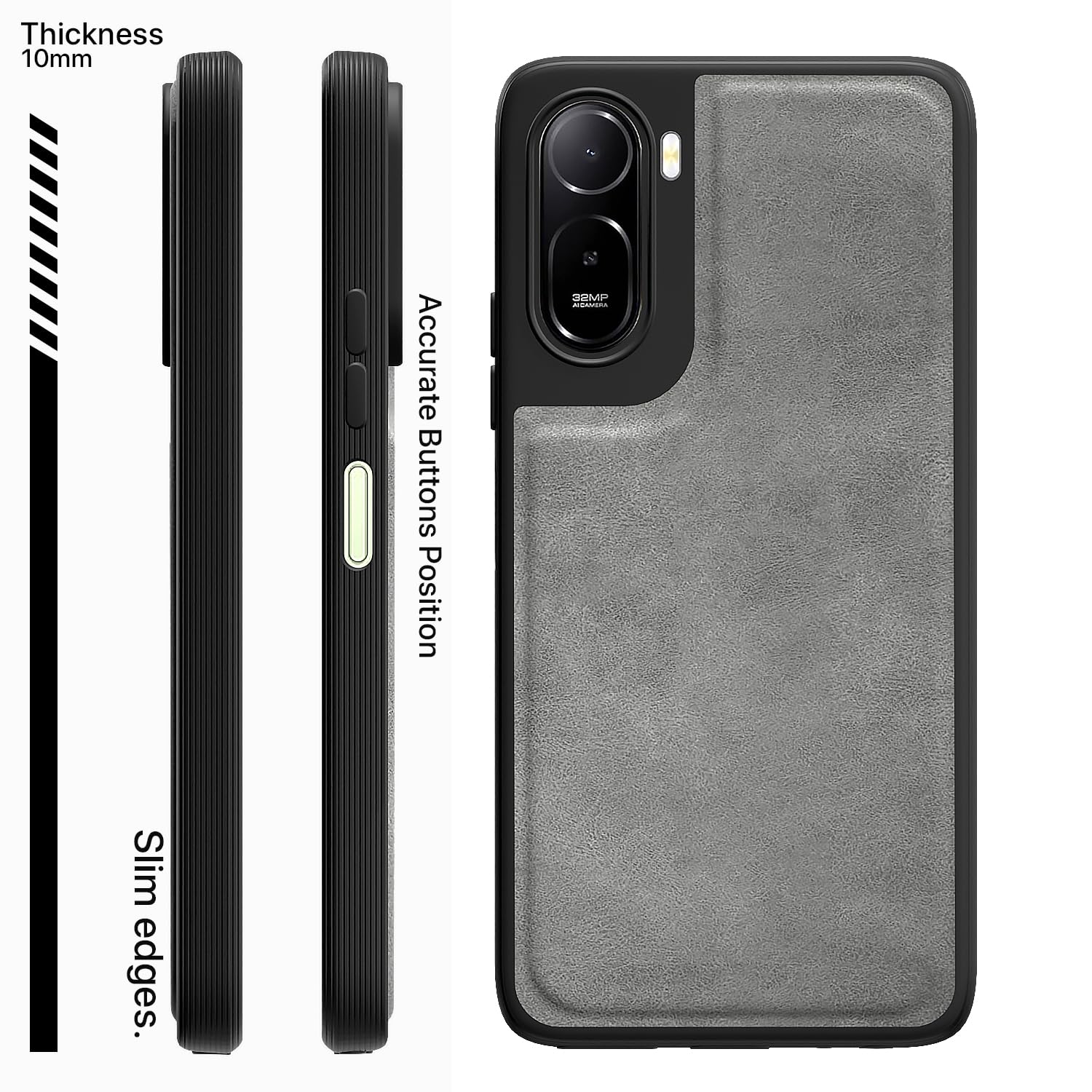 Pikkme grey Leather phone cover for Redmi A7 Pro/Poco C85x 5G – photo 3