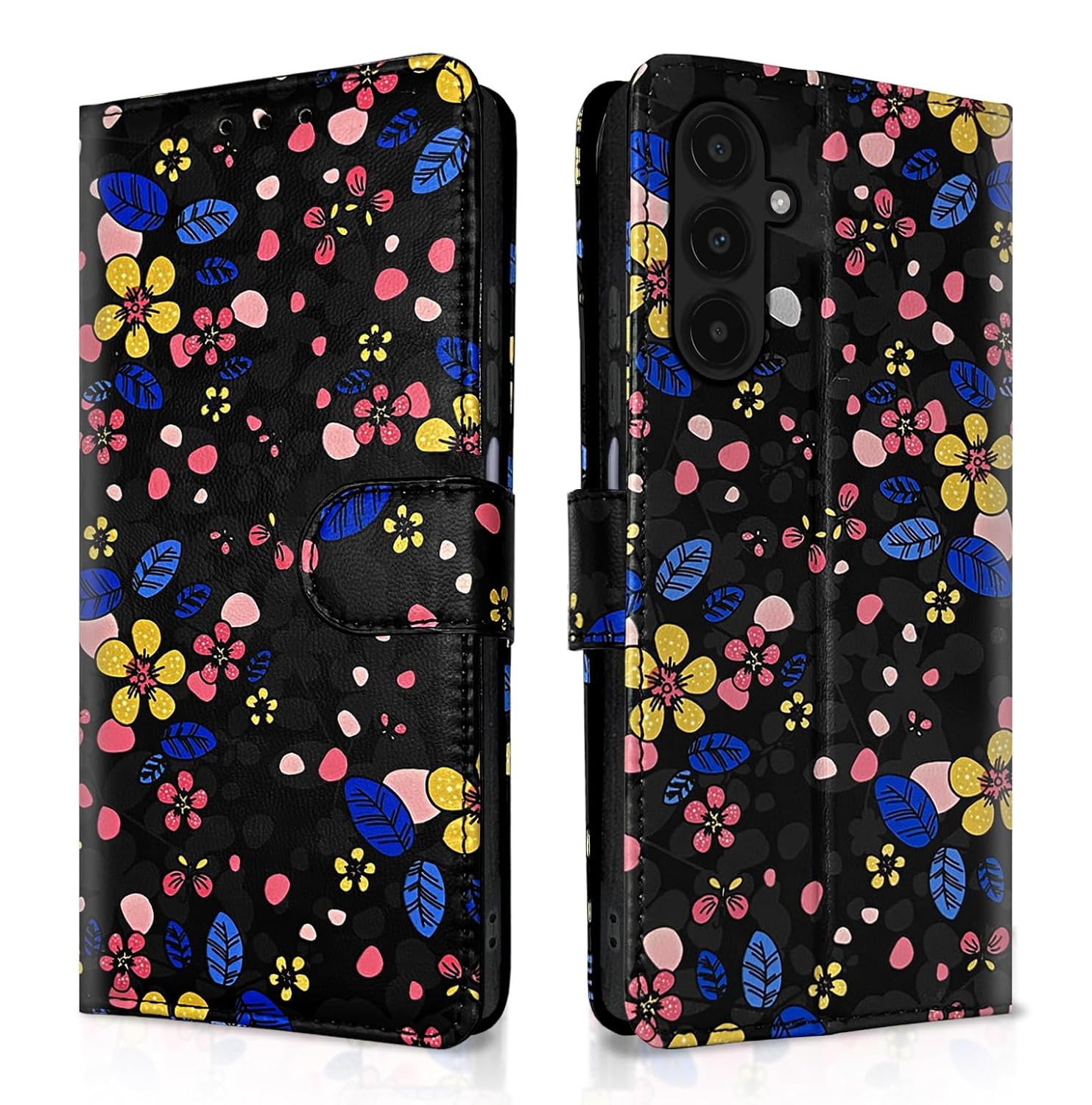 Samsung Galaxy A15 5G Flower Flip Cover -Black