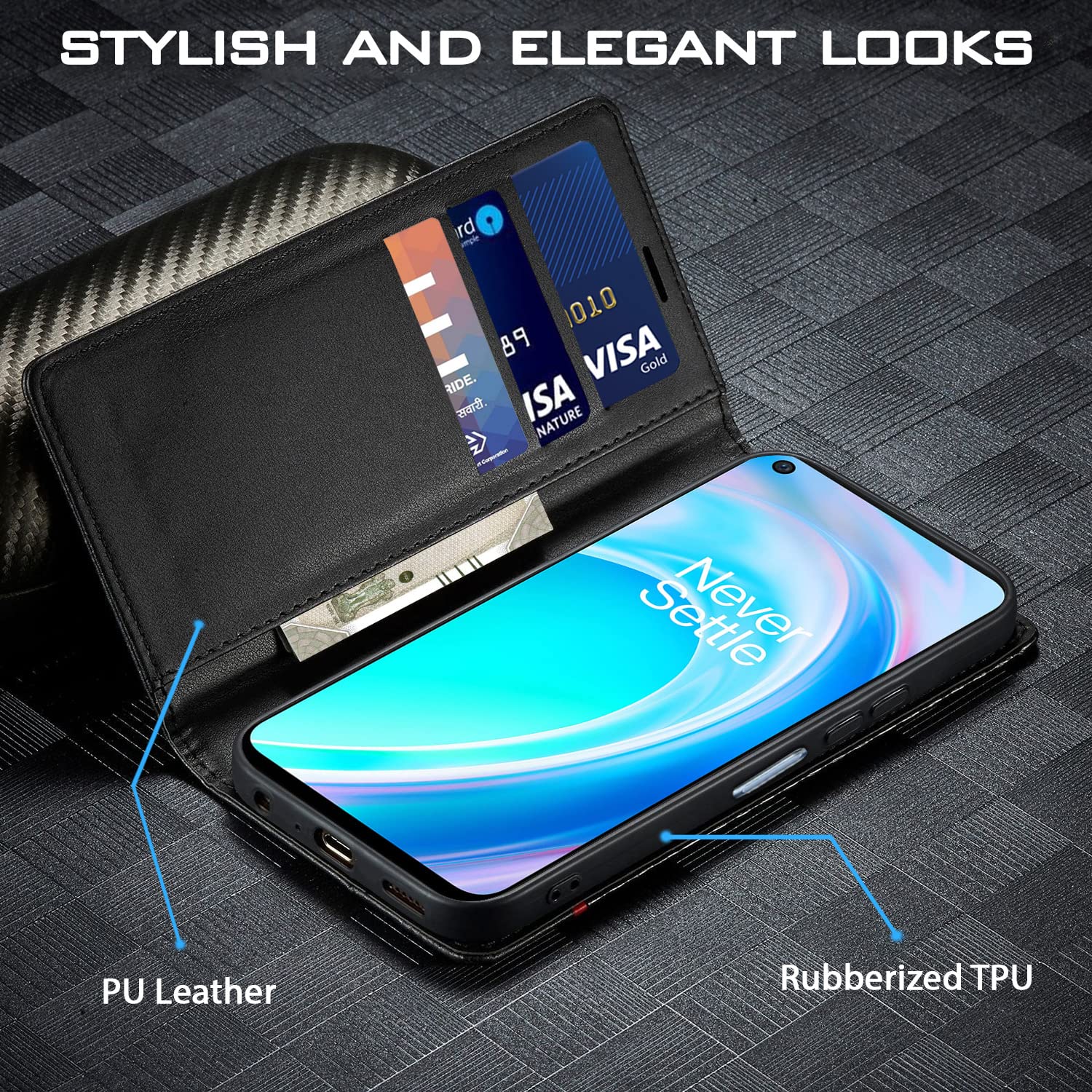 Pikkme OnePlus Nord CE 2 Lite 5G Wallet black flip cover – photo 2