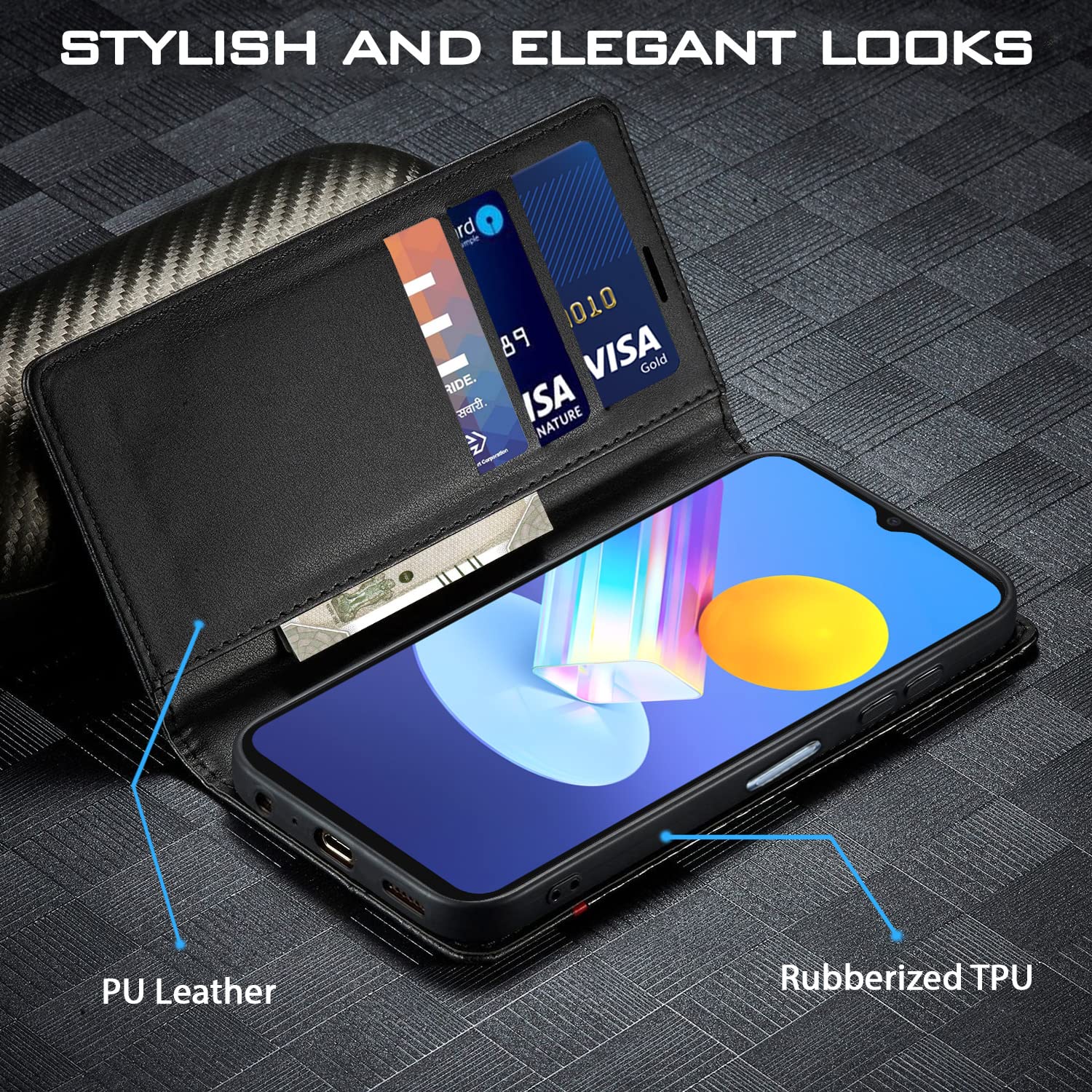 Pikkme black Wallet flip case for Vivo Y72 5G – photo 2