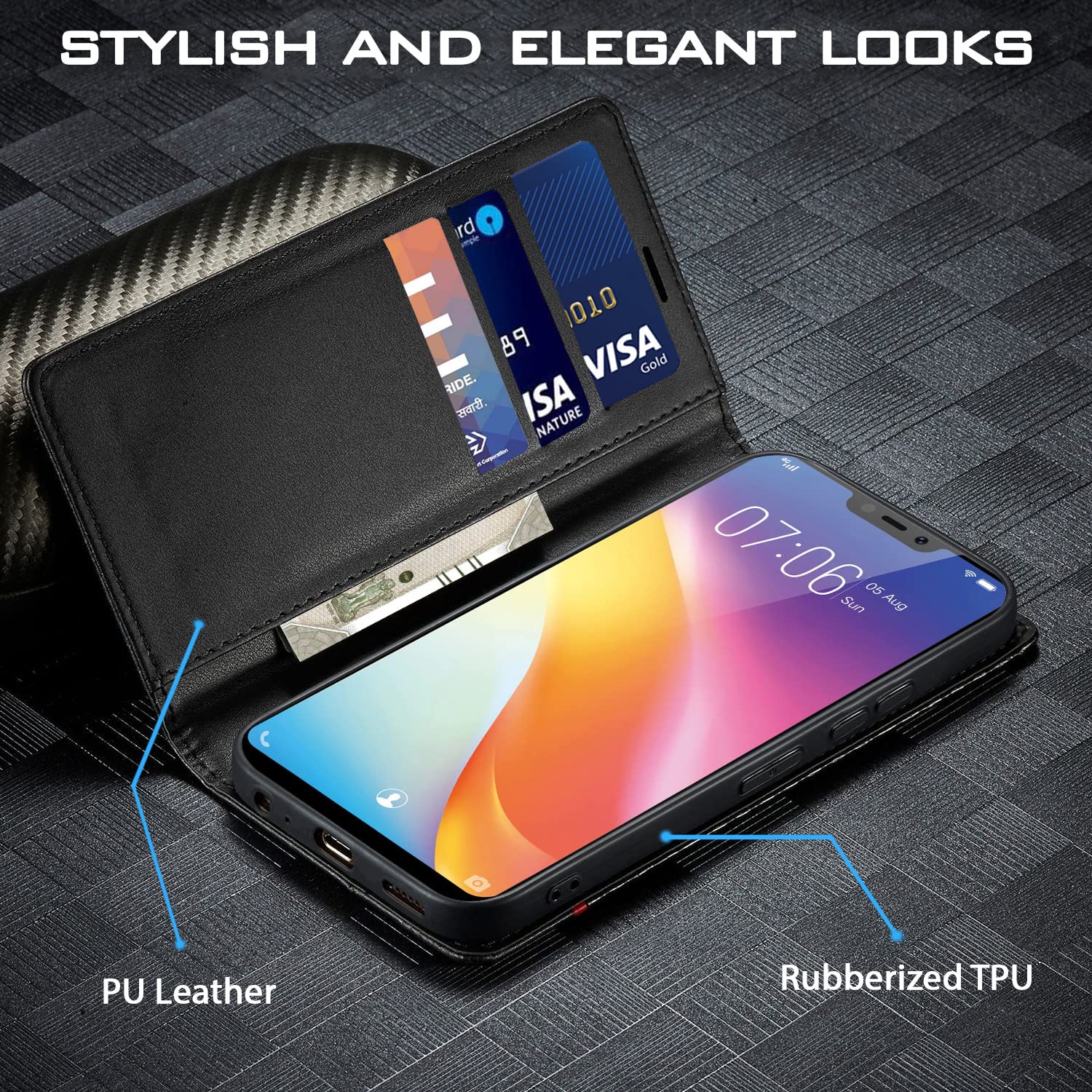 Vivo Y83 Pro mobile flip cover in black by Pikkme – photo 2