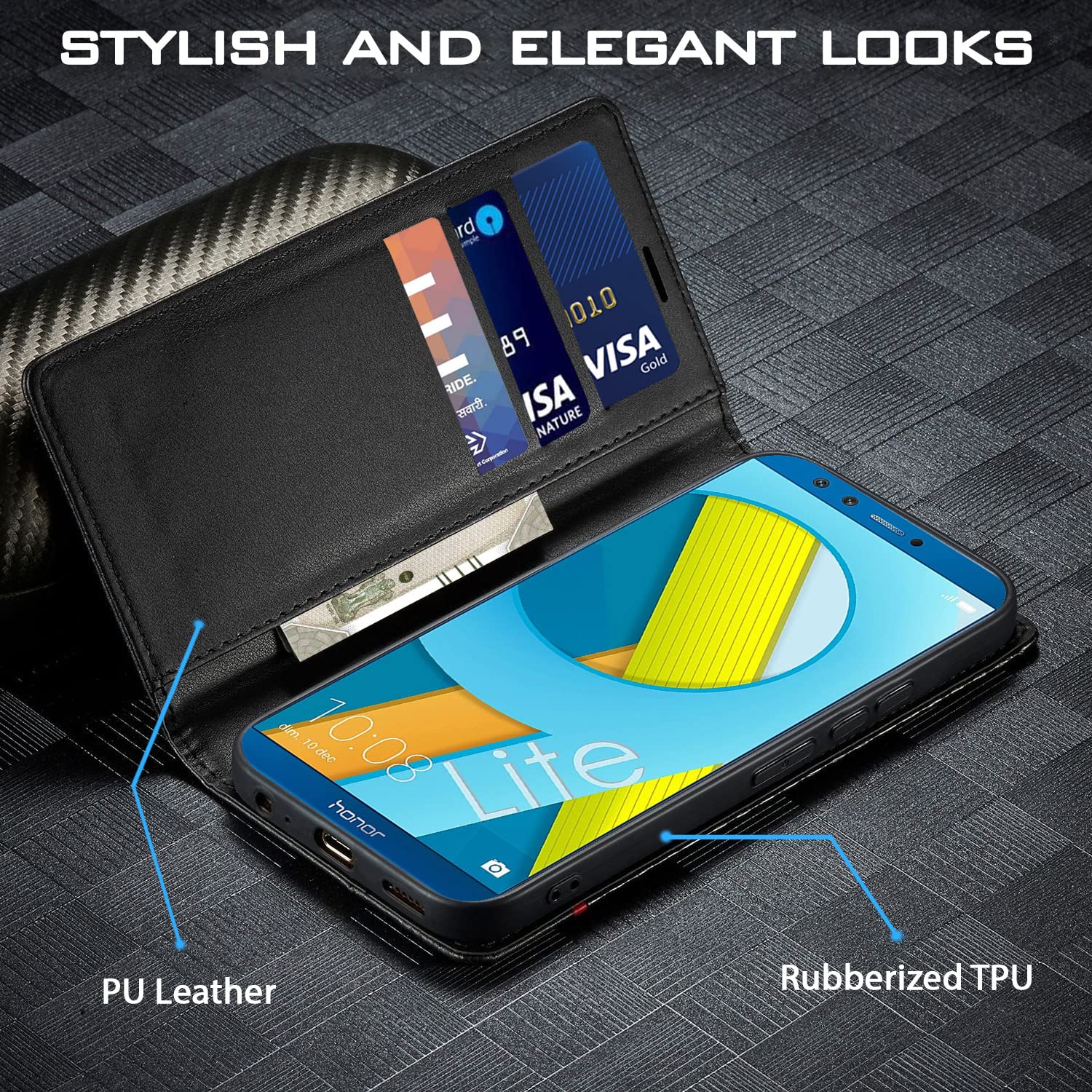 Black mobile flip cover for Honor 9 Lite – Pikkme – photo 2