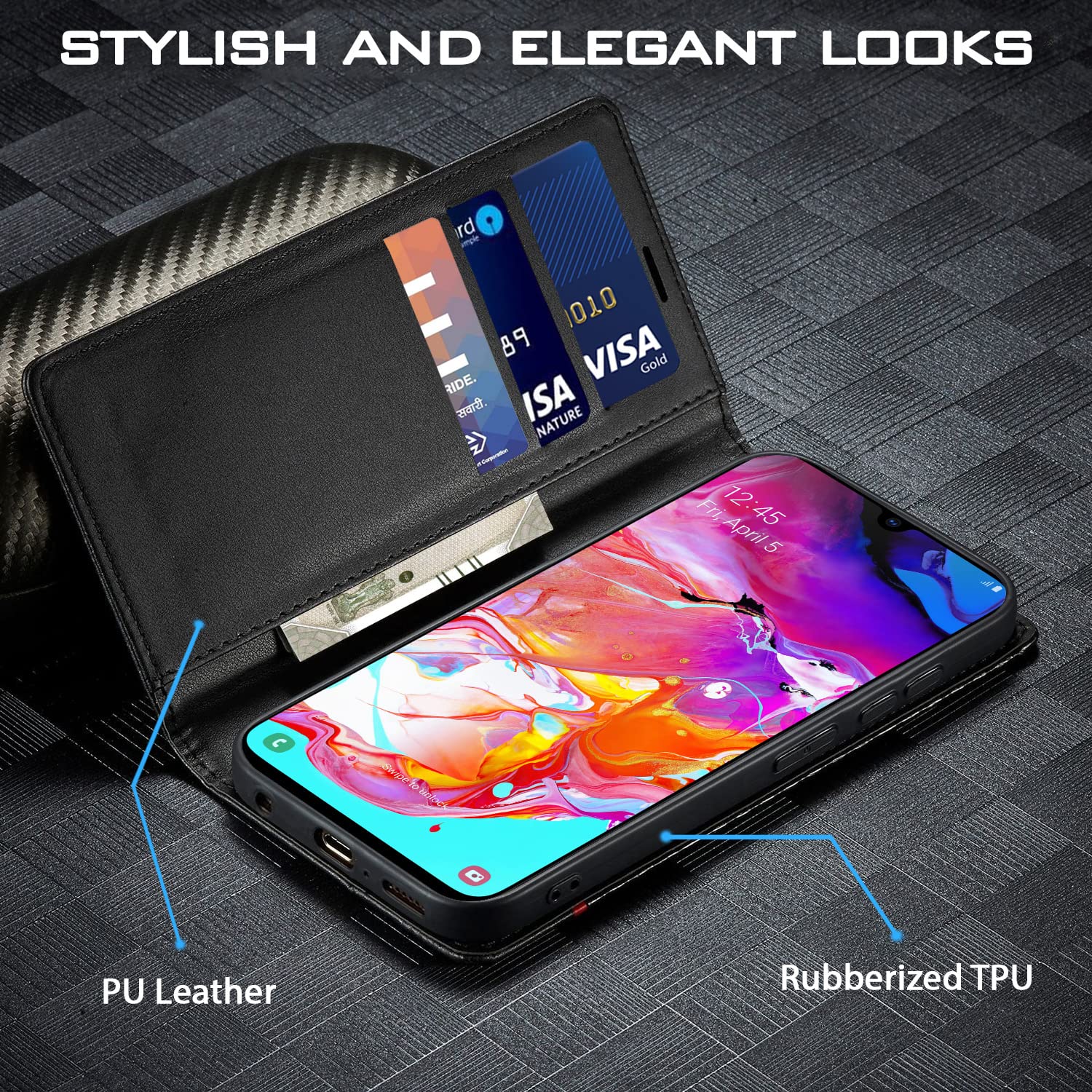 Pikkme Samsung A70/A70s Wallet black wallet flip cover – photo 2