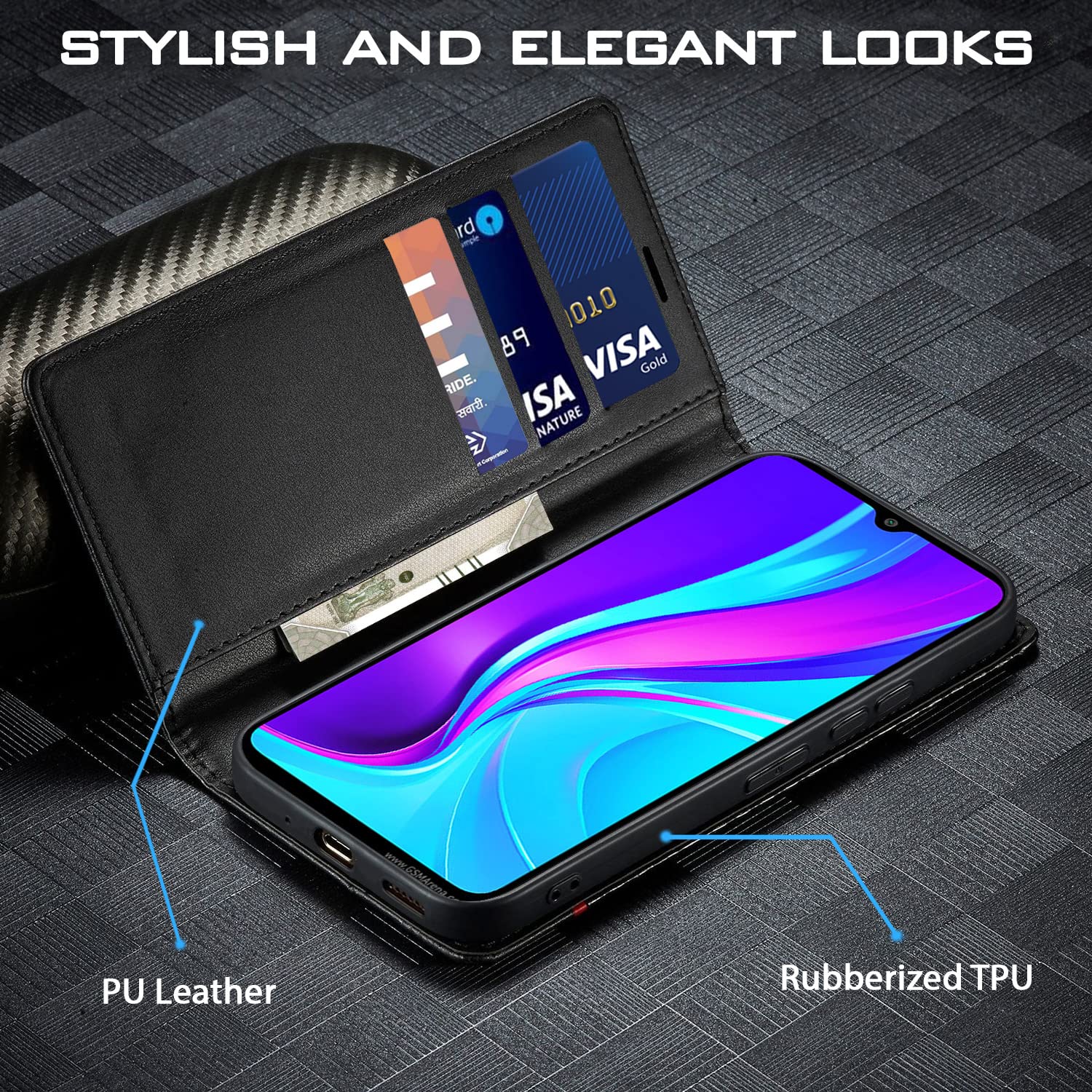 Black mobile flip cover for Redmi 10A/9, Poco C31 – Pikkme – photo 2