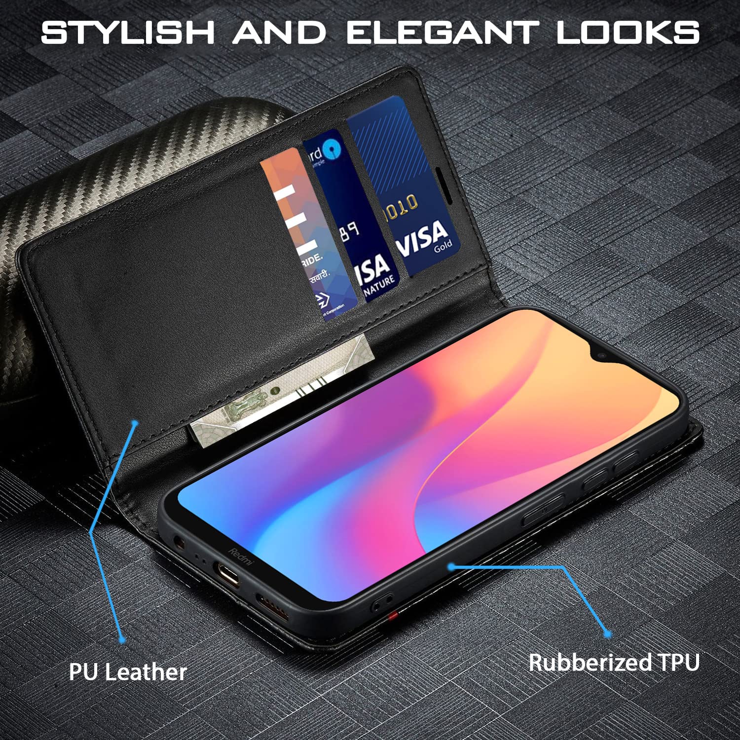 Redmi 8/8A flip cover in black by Pikkme – photo 2