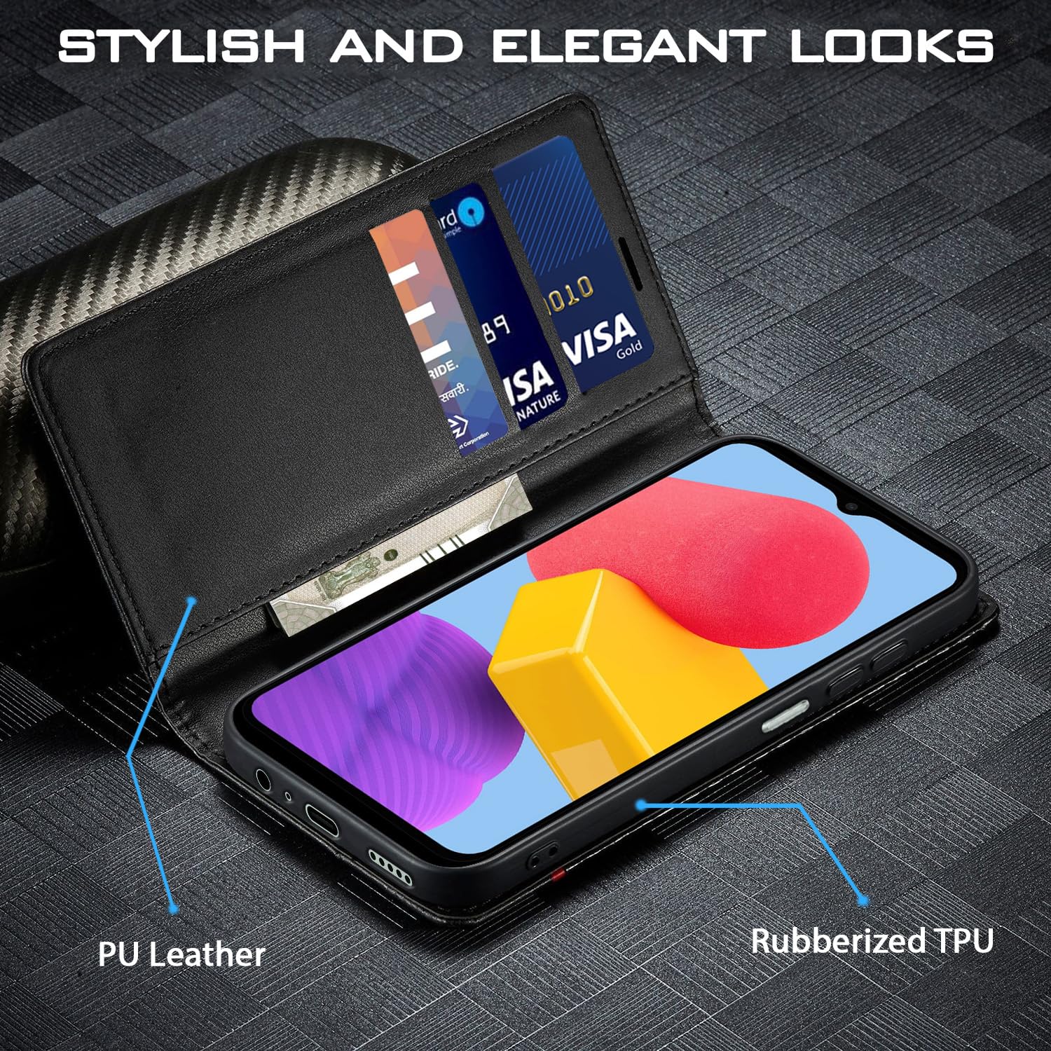 Pikkme black Wallet mobile flip cover for Samsung M13 4G – photo 6