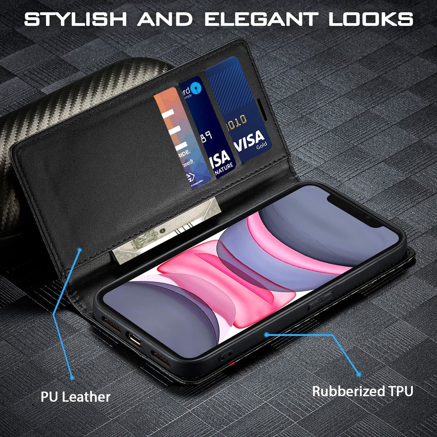 Black Wallet flip case for Wallet Flip Cover (Black) – Pikkme – photo 2