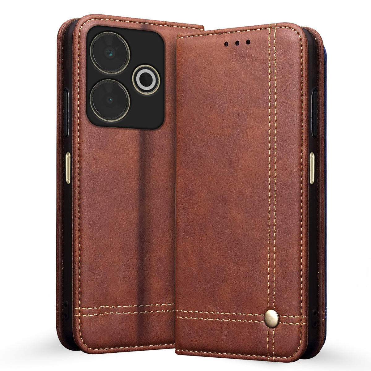 Redmi 13 5G Magnetic flip case in brown by Pikkme