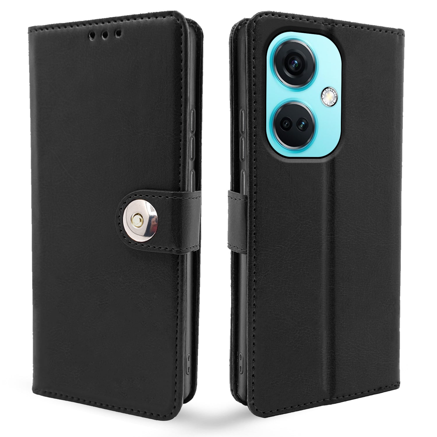 Pikkme OnePlus Nord Ce 3 5G Button Flip Cover (Black)