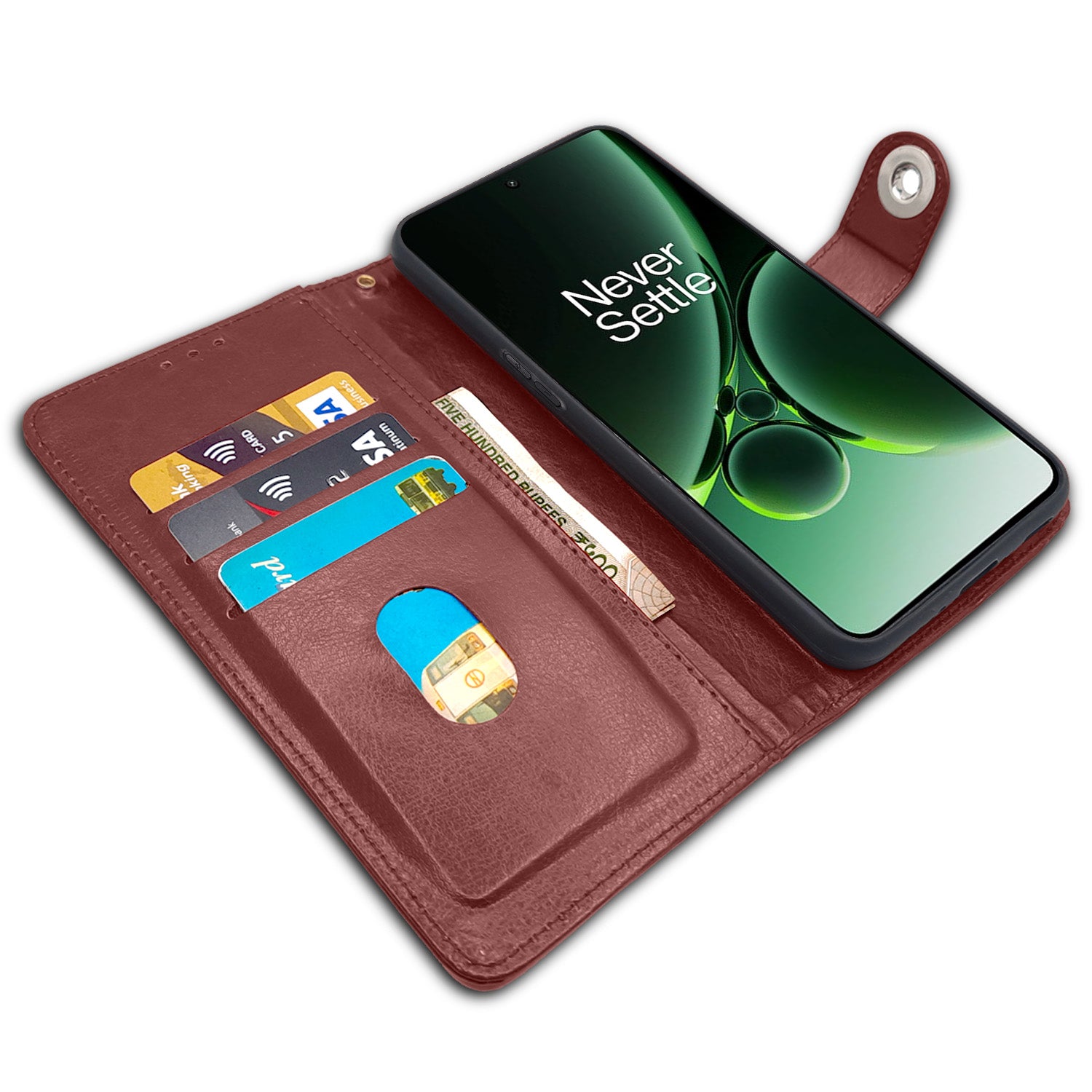 Pikkme OnePlus Nord 3 5G Button Flip Cover (Brown)