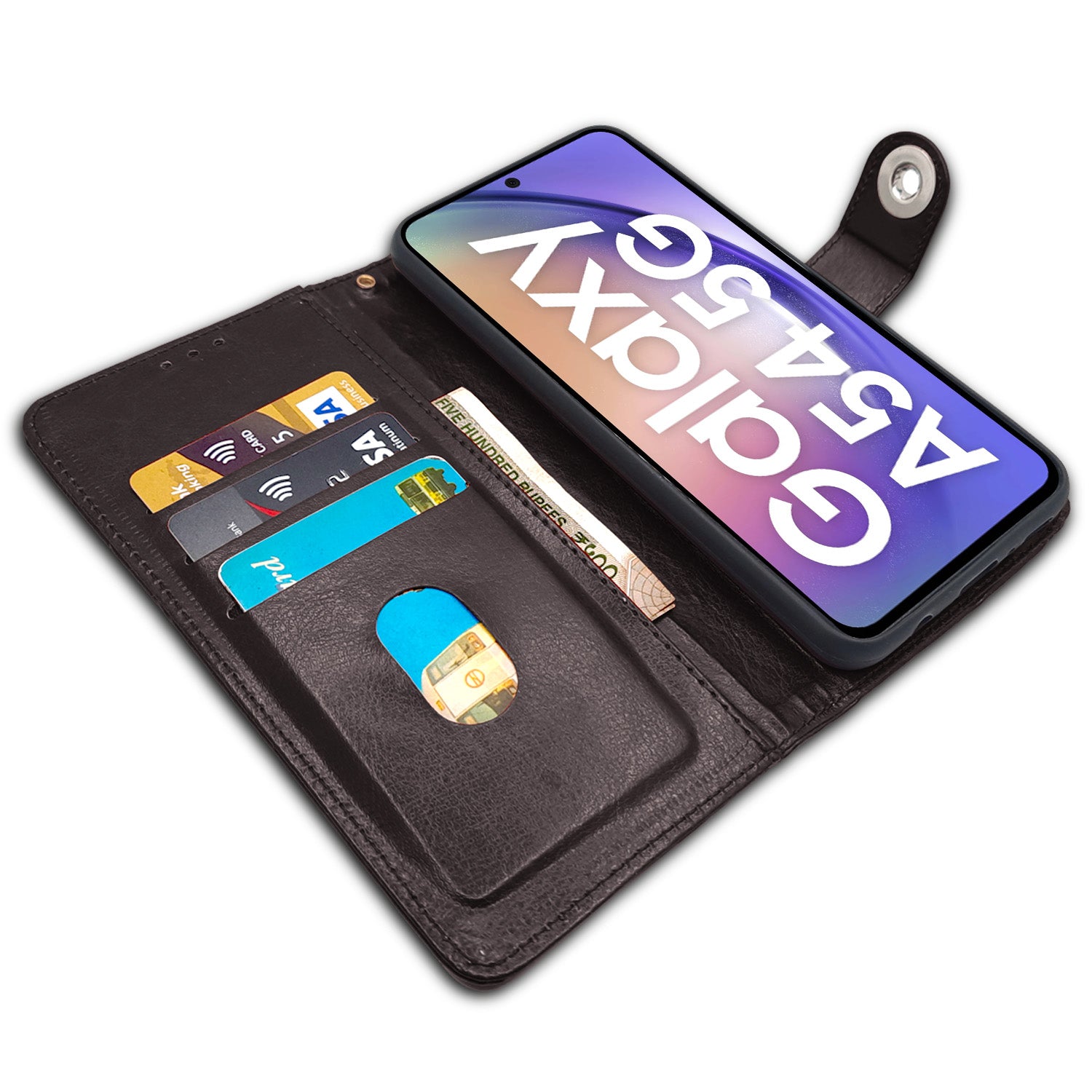 Pikkme Samsung Galaxy A54 5G Button Flip Cover (Coffee)