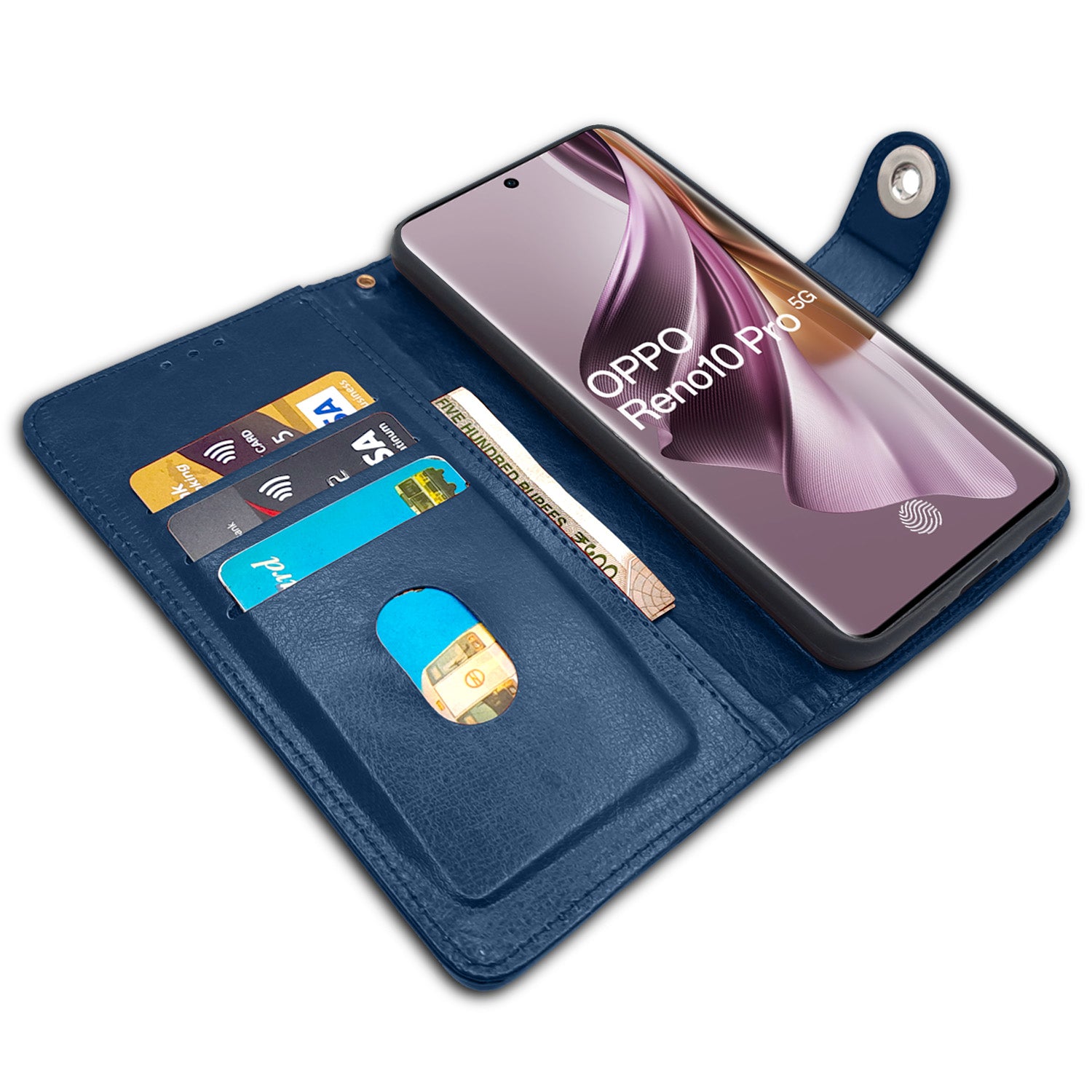 Pikkme Oppo Reno 10 Pro 5G Button Flip Cover (Blue)