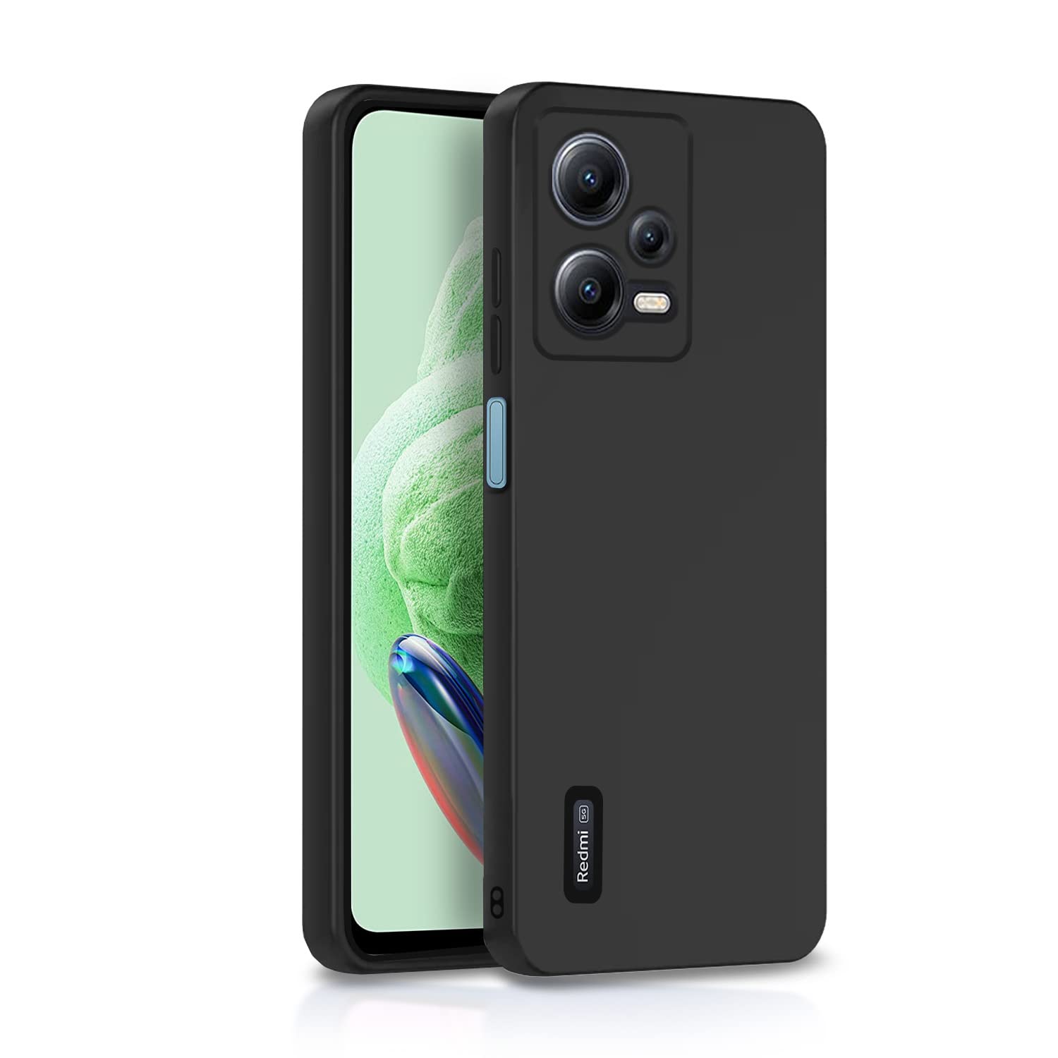 Black Liquid Silicone mobile cover for Redmi Note 12 5G – Pikkme