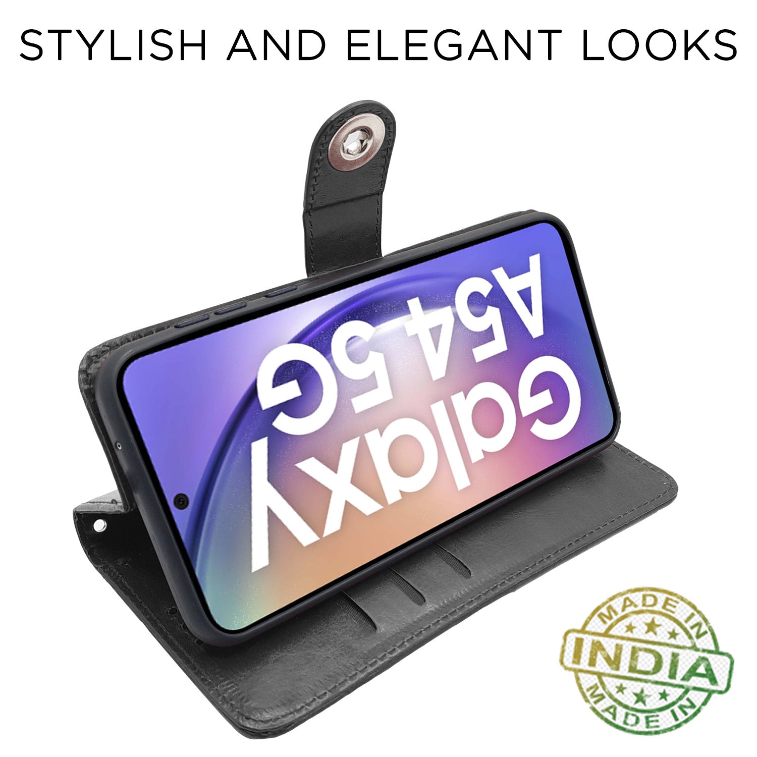 Pikkme Samsung Galaxy A54 5G Button Flip Cover (Black)