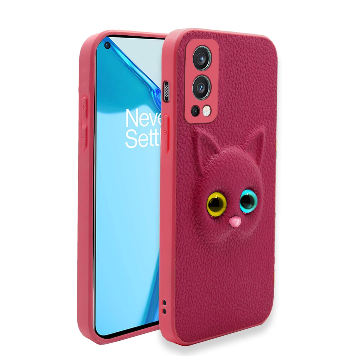 Pikkme pink Cat mobile back cover for OnePlus Nord 2 5G