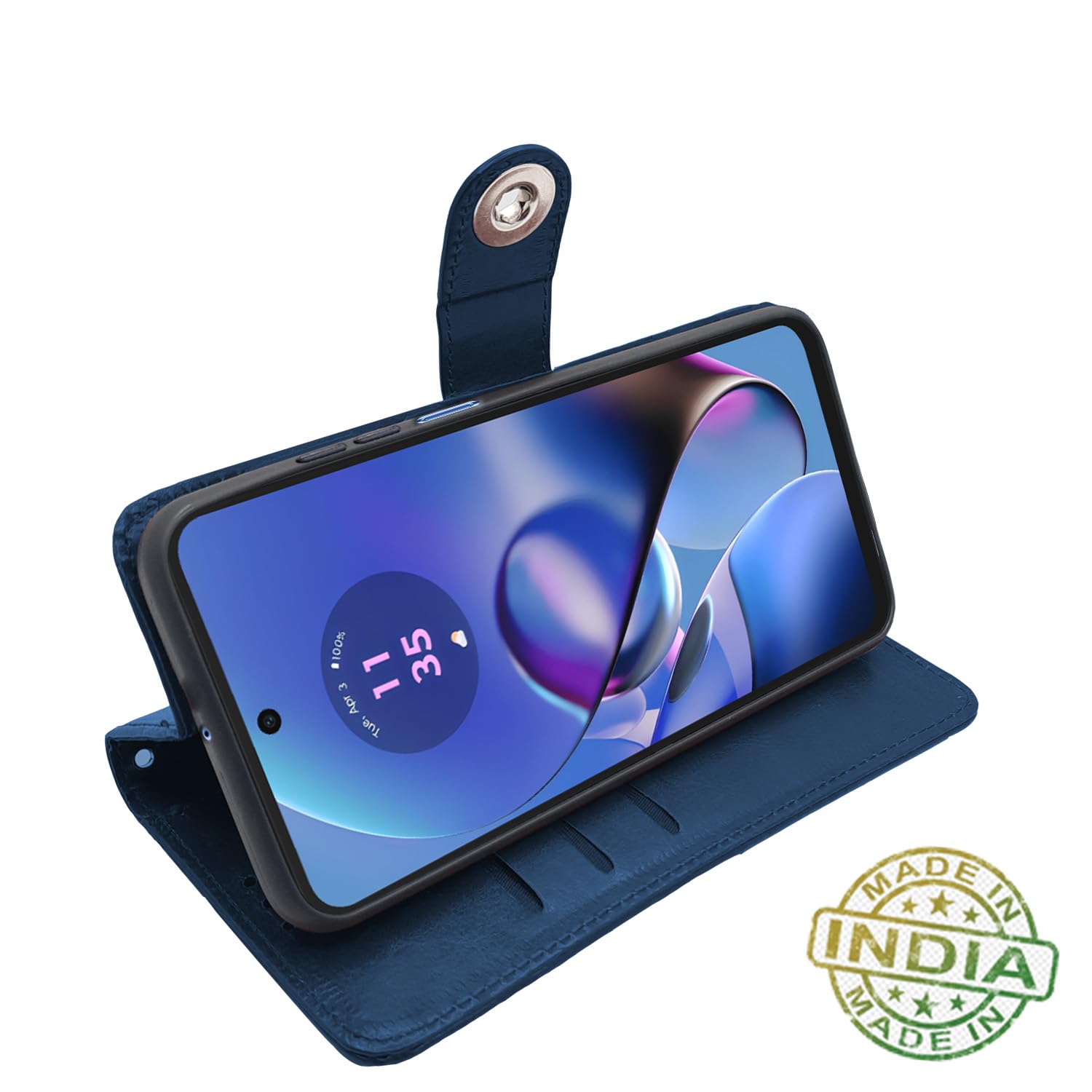 Moto G54 5G Button flip cover in blue by Pikkme – photo 5