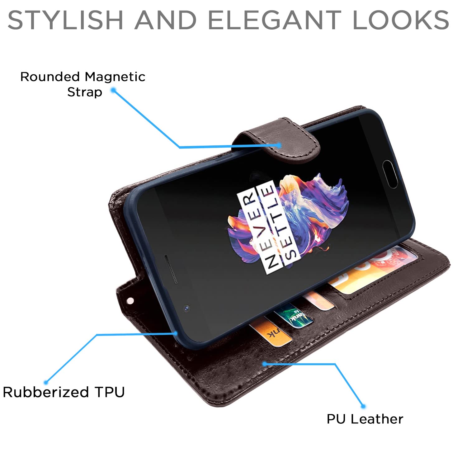 Pikkme OnePlus 5 Vintage Flip Cover | Coffee