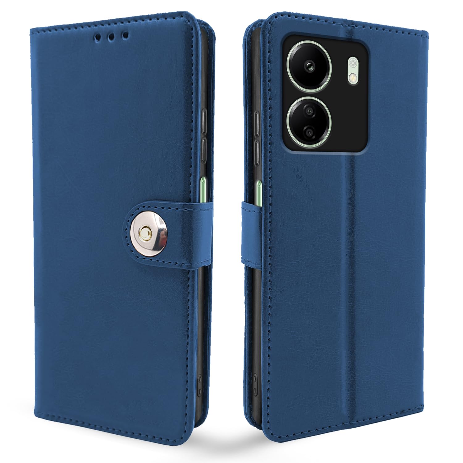 Pikkme Redmi 13C 4G Button Flip Cover (Blue)